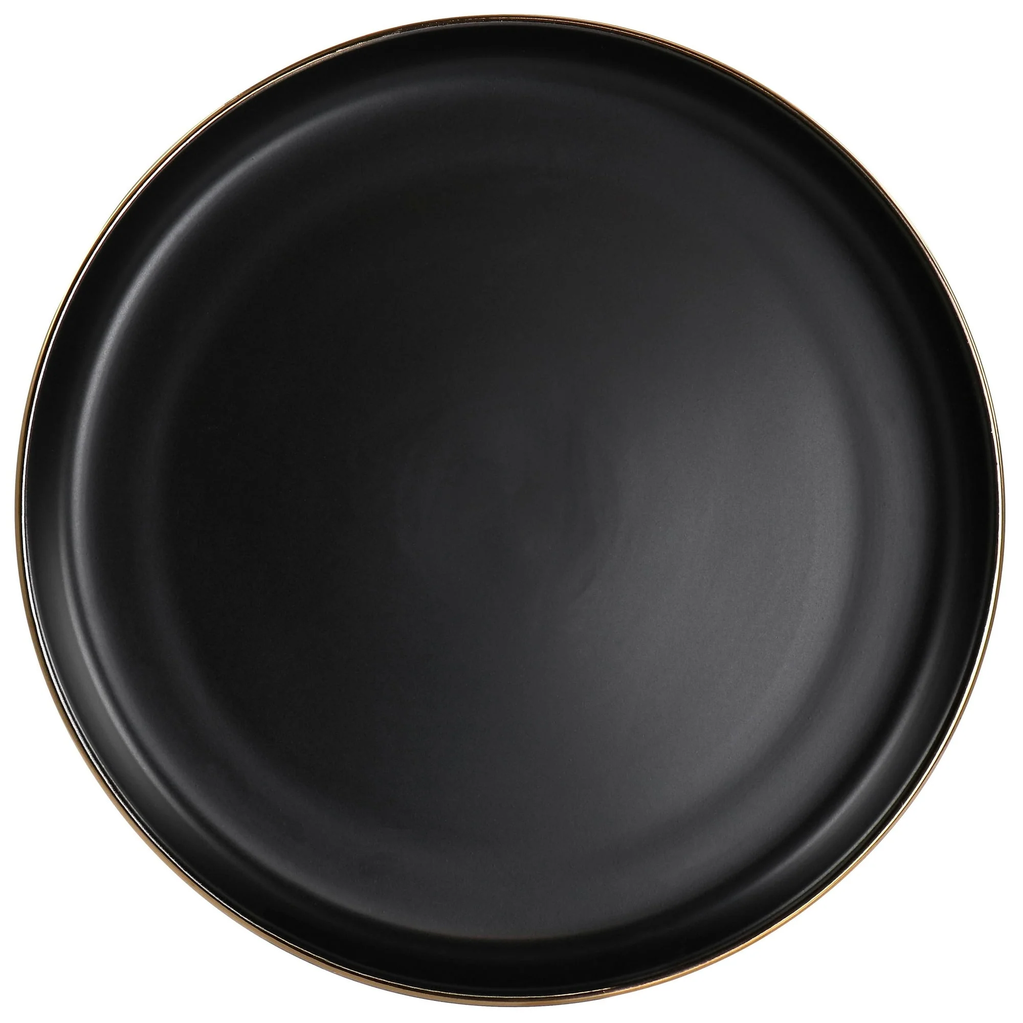 Elama Paul 6 Piece Stoneware Dinner Plate Set in Matt Black with Gold Rim - Image 3