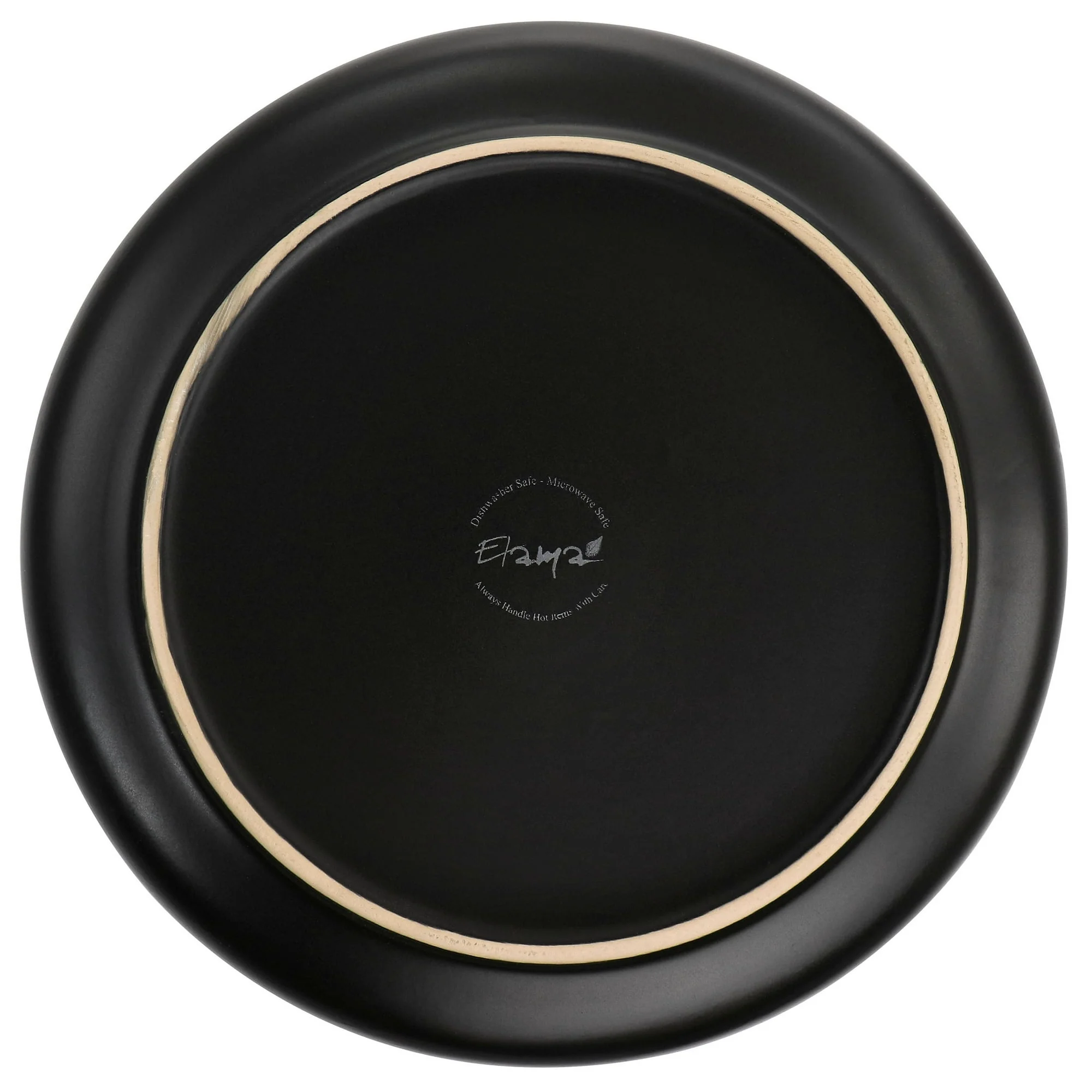 Elama Paul 6 Piece Stoneware Dinner Plate Set in Matt Black with Gold Rim - Image 5