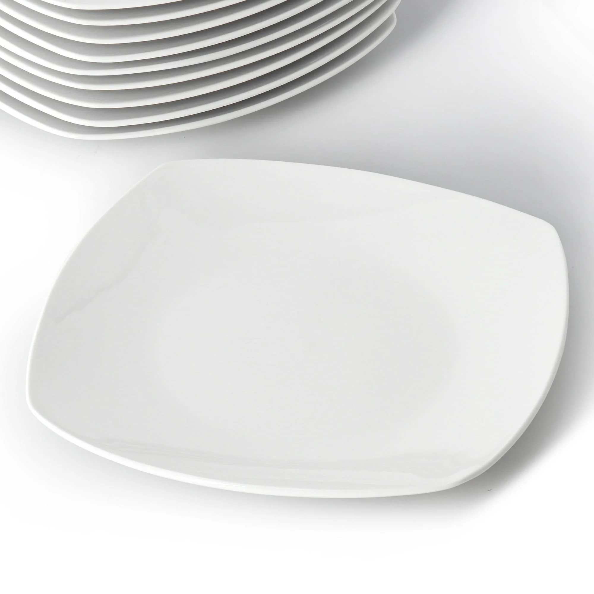 Elama Professional Kitchen 12 Piece Porcelain Square Dinner Plate Set in White - Image 4