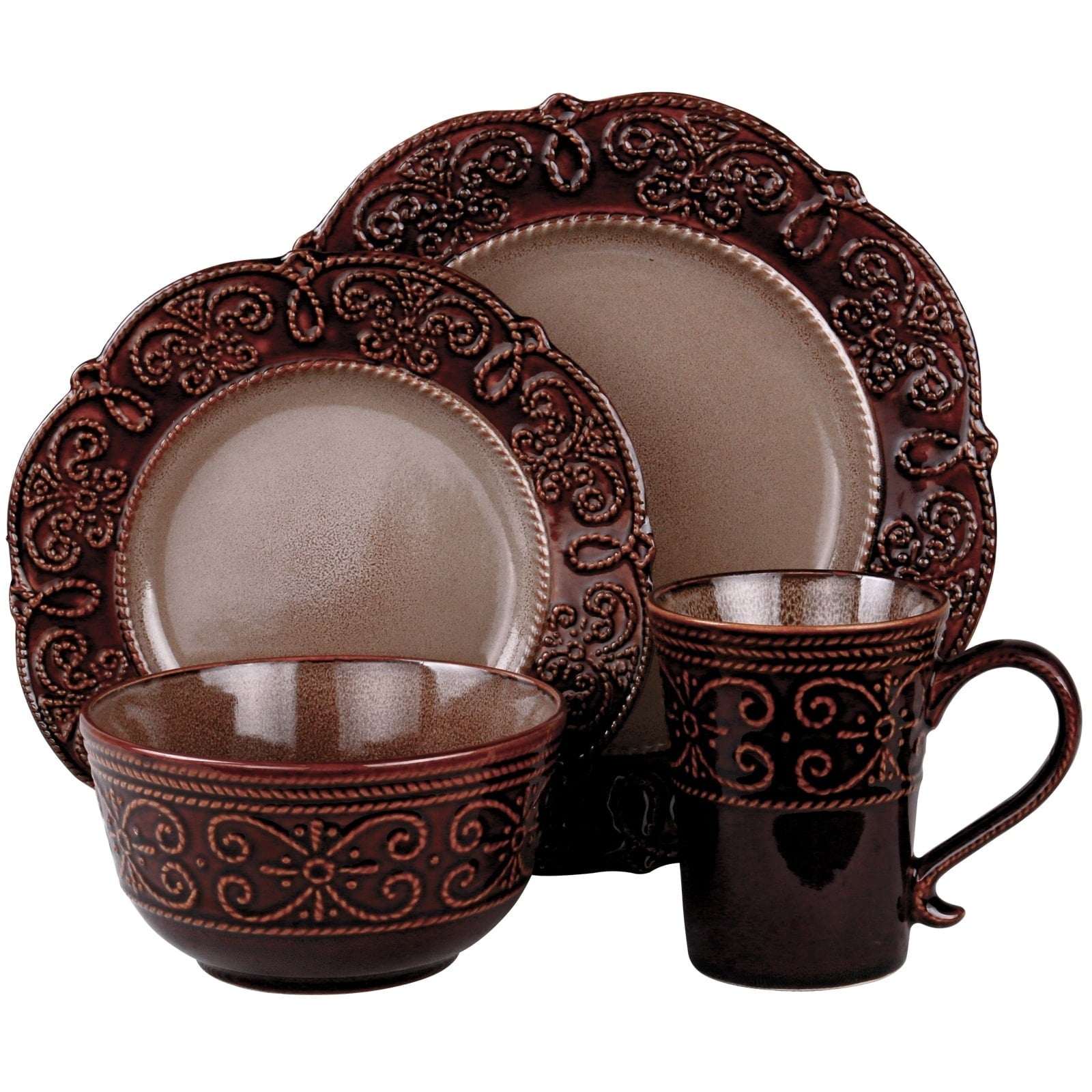 Elama Salia 16 Piece Textures Stoneware Dinnerware Set - Image 2