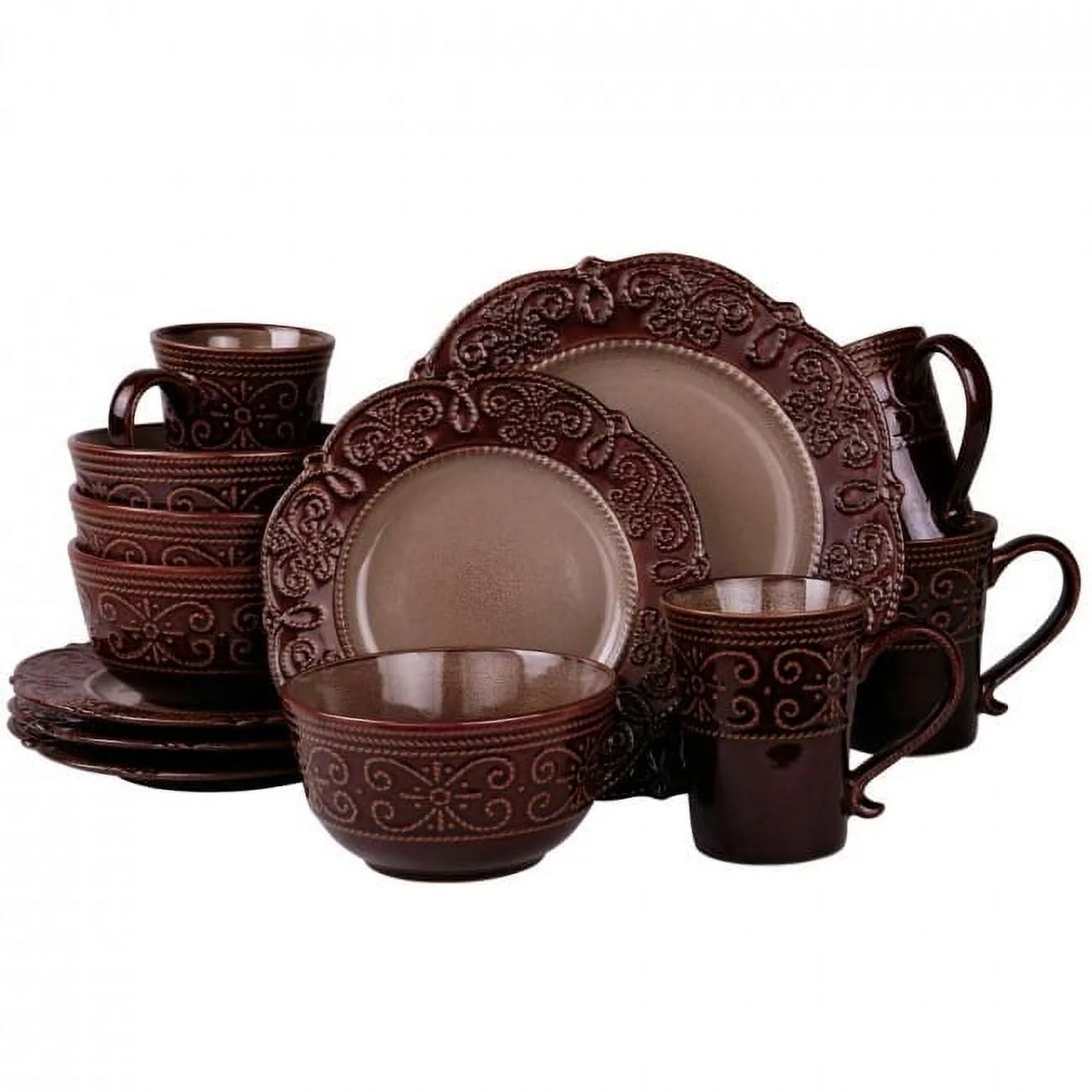 Elama Salia 16 Piece Textures Stoneware Dinnerware Set - Image 4