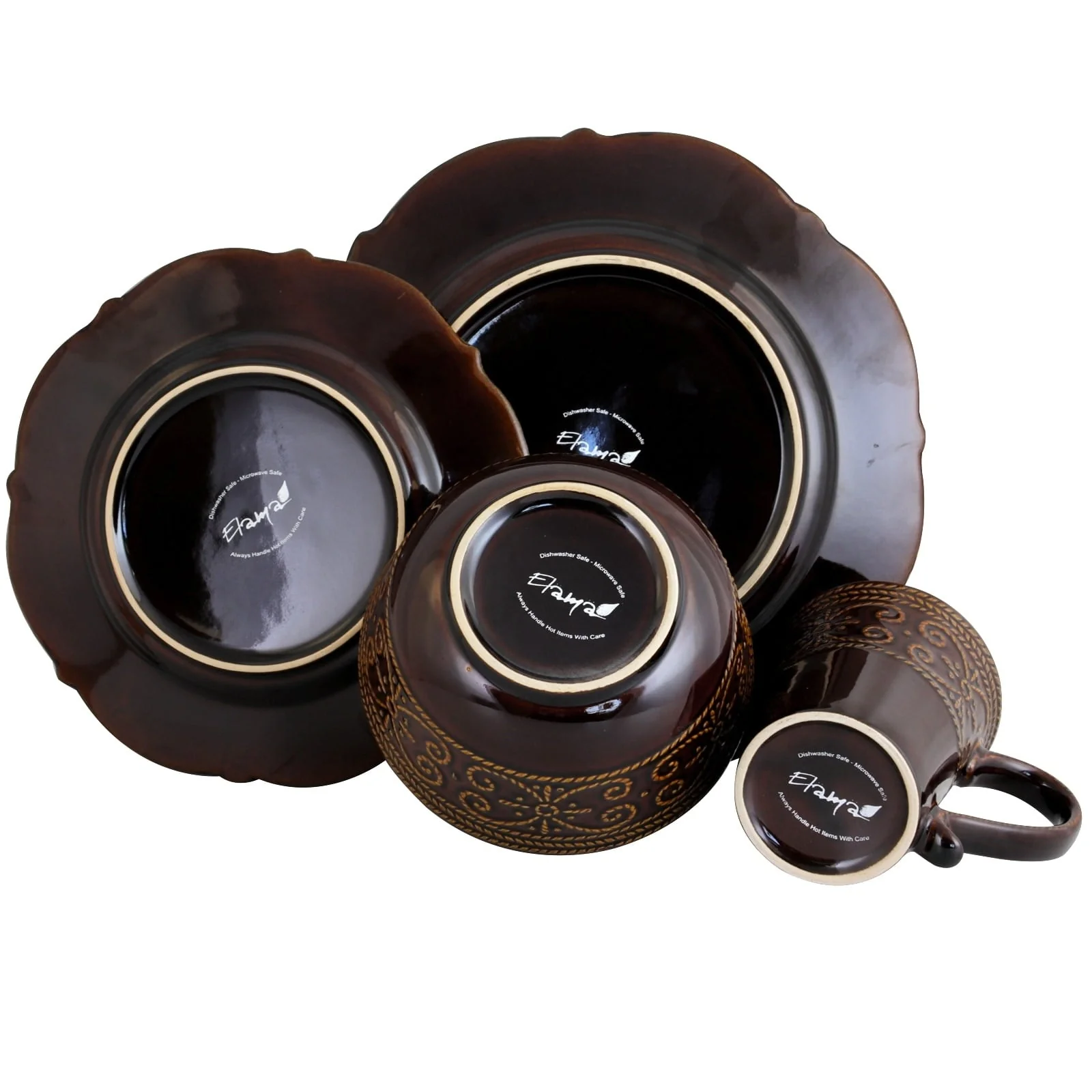 Elama Salia 16 Piece Textures Stoneware Dinnerware Set - Image 5