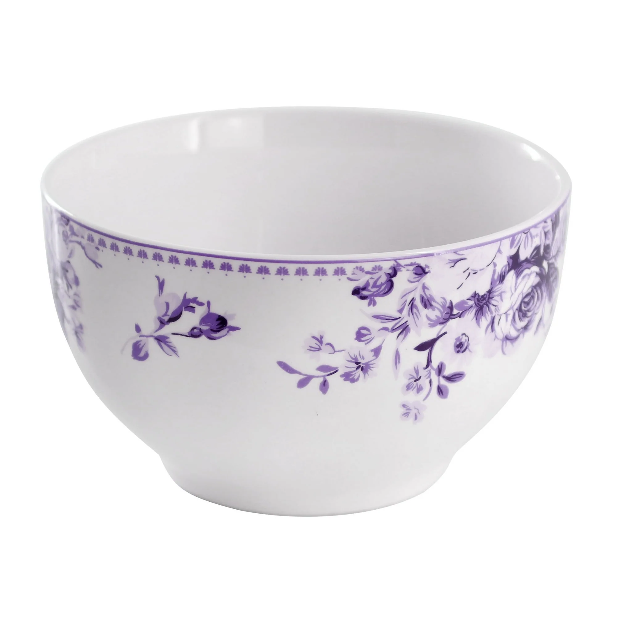 Elama Traditional Purple Rose 24 Piece Porcelain Double Bowl Dinnerware Set - Image 3
