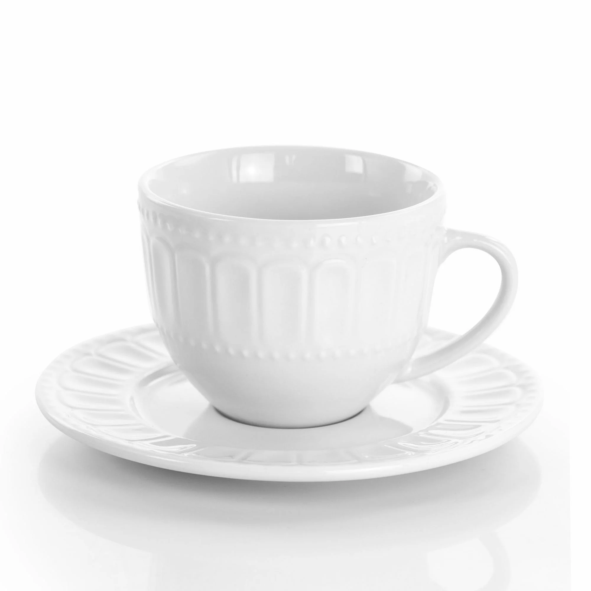 Elama White Solid Print Ceramic Mug Set of 6 - Image 3