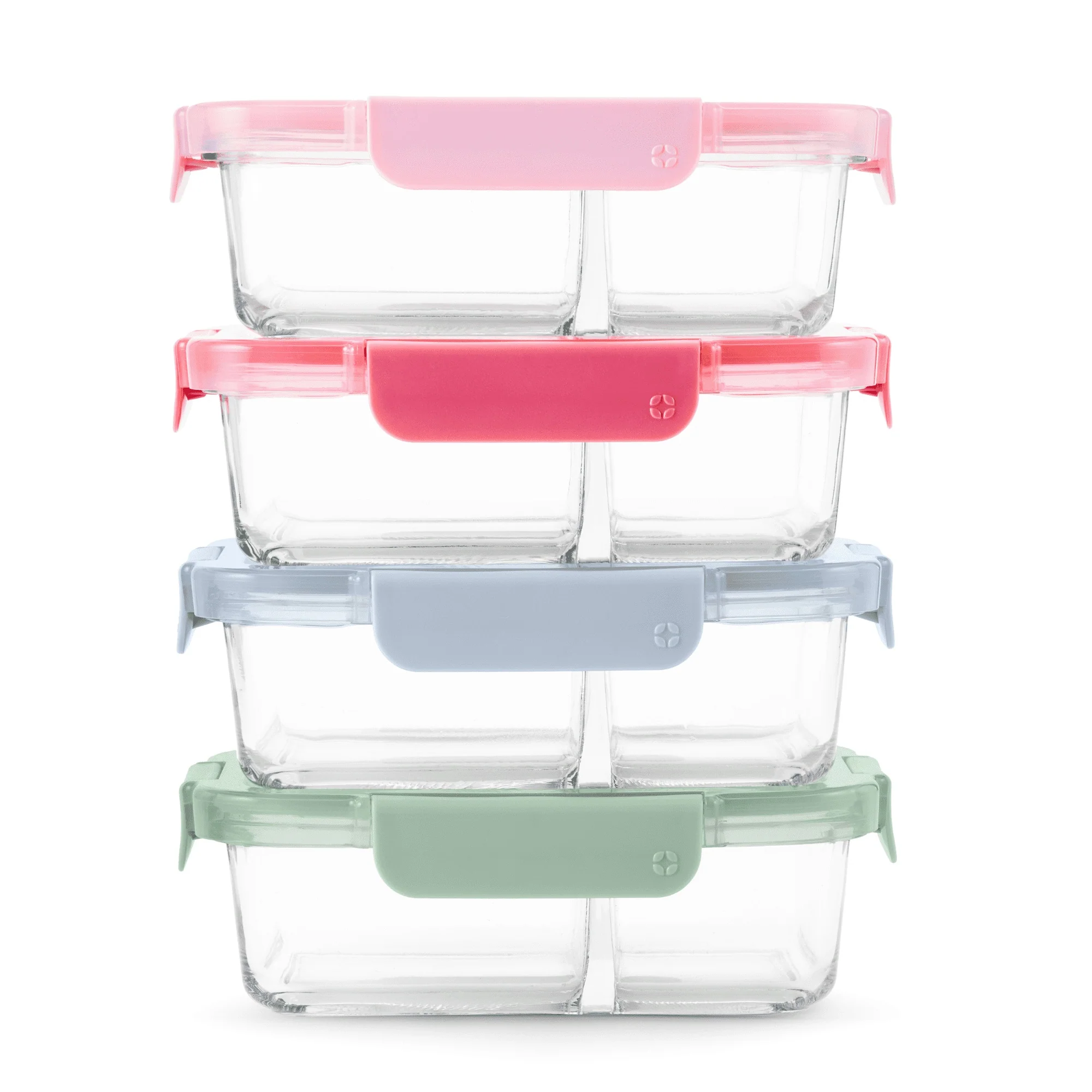 Ello Color Lock 8pc 3.4 Cup Divided Glass Meal Prep Set