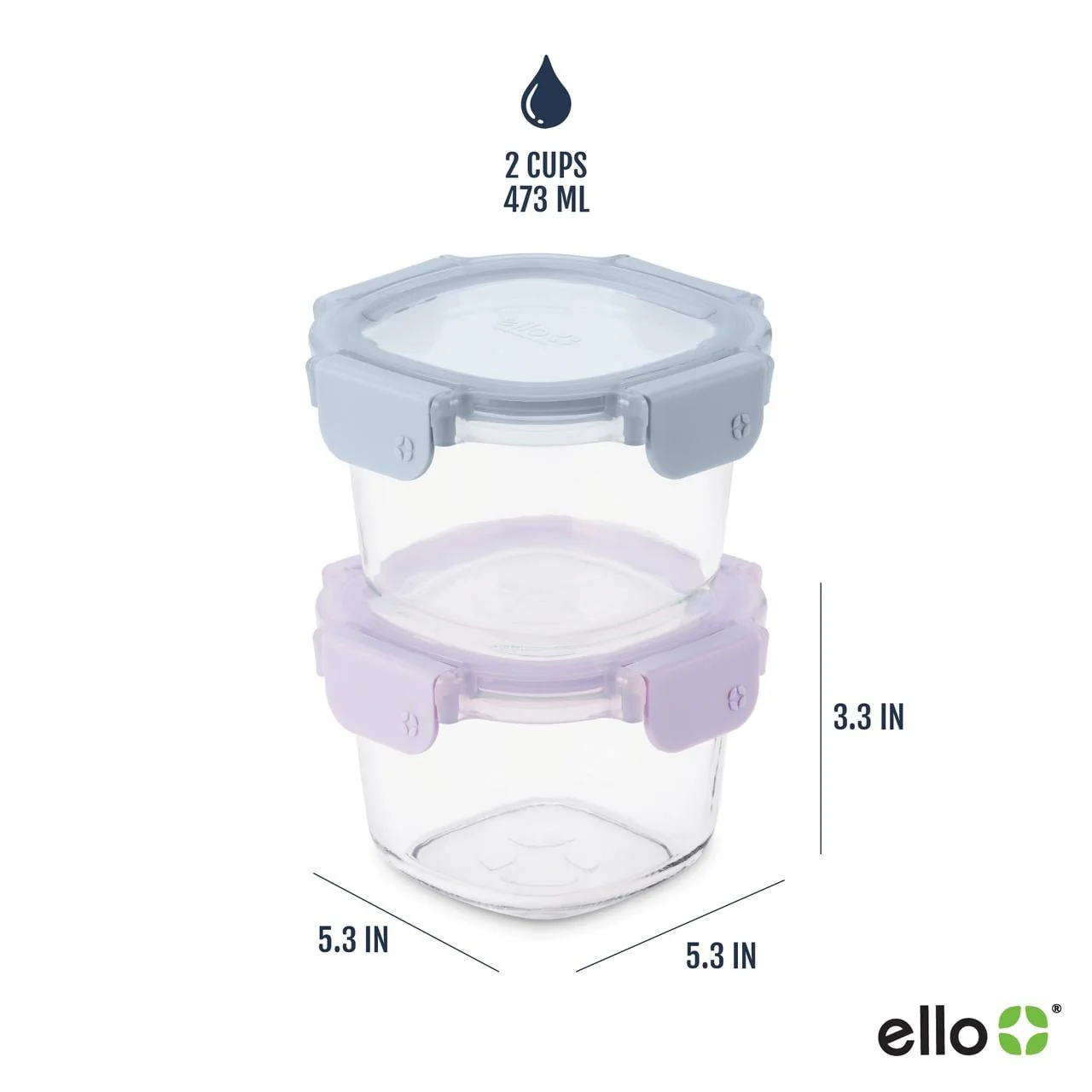 Ello Color Lock Clear Glass Leak-Proof Food Storage Container (2 Count) - Image 5