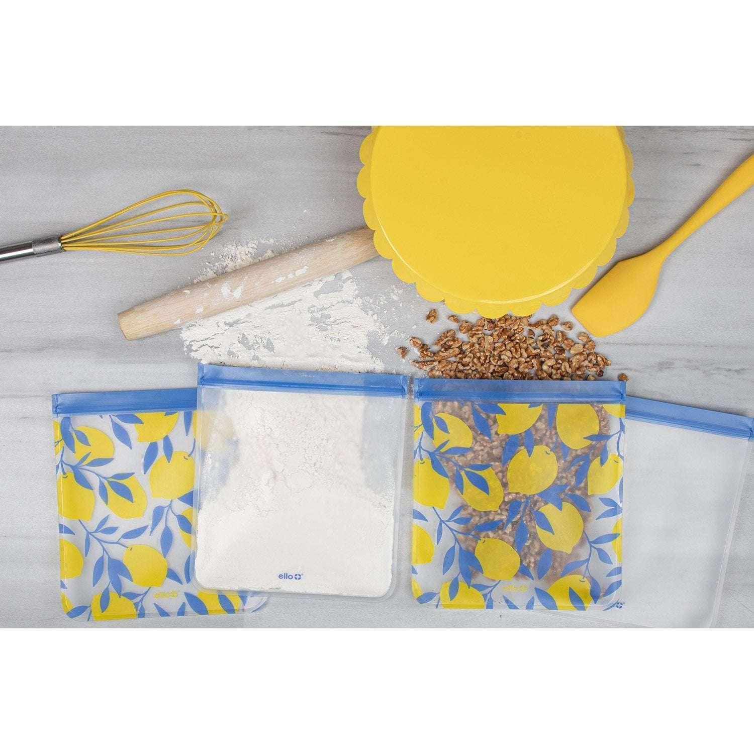Ello Plastic Reusable Food Storage Bags 12 Pack, Summer Fruits - Image 2
