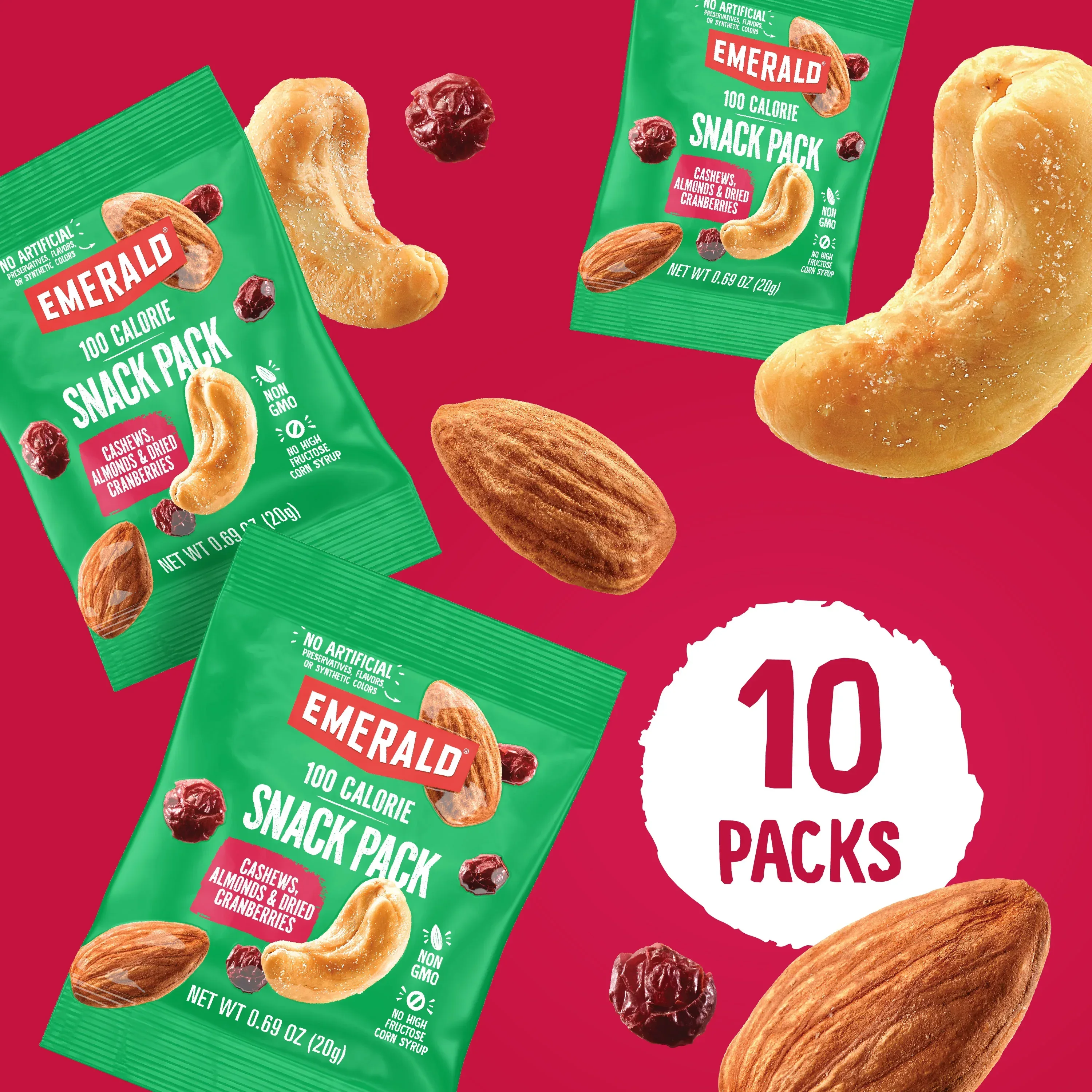 Emerald Nuts Cashews & Almonds with Dried Cranberries, 100 Calorie Packs, 10 Ct - Image 3