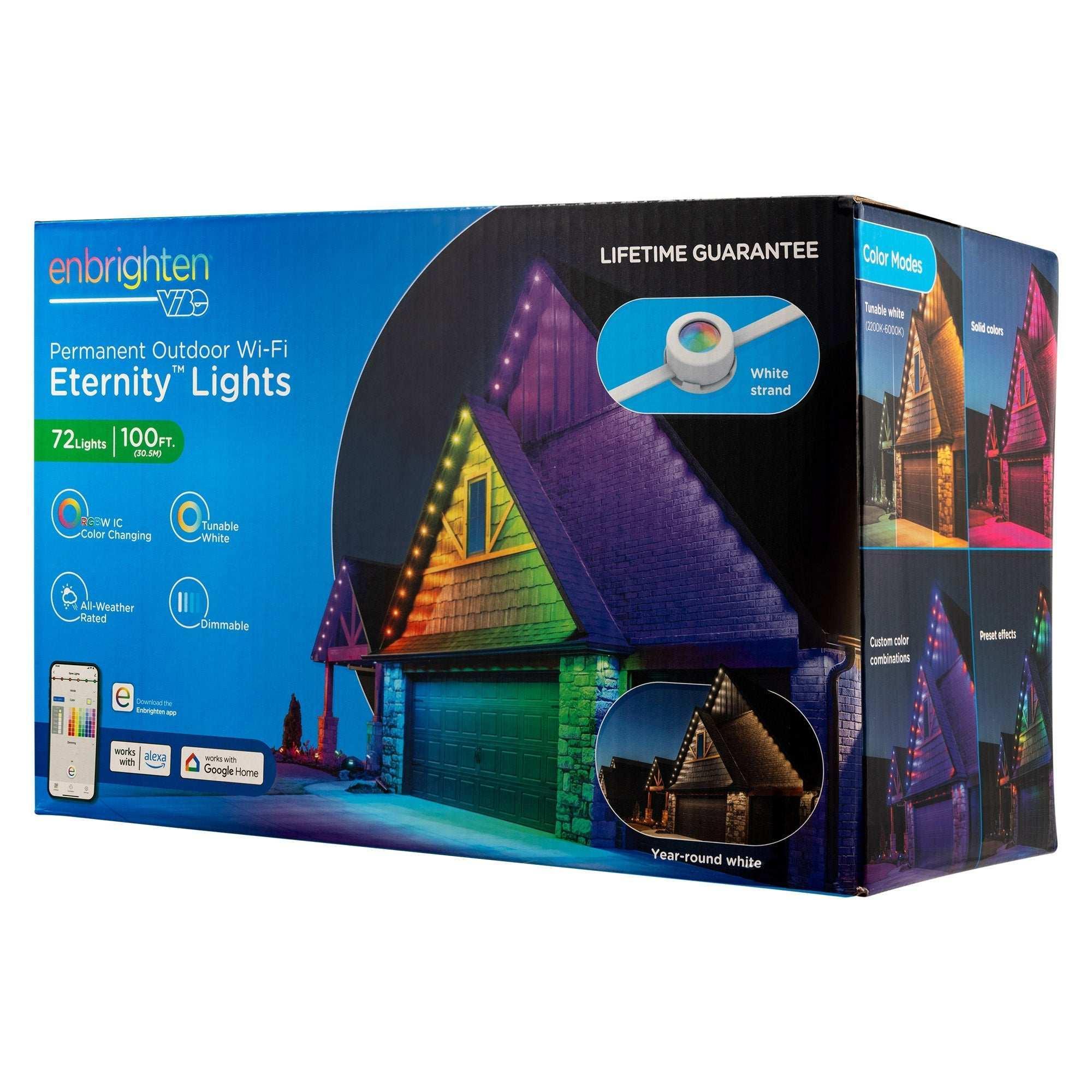 Enbrighten 100ft Permanent Outdoor Wi-Fi Eternity Eave Lights