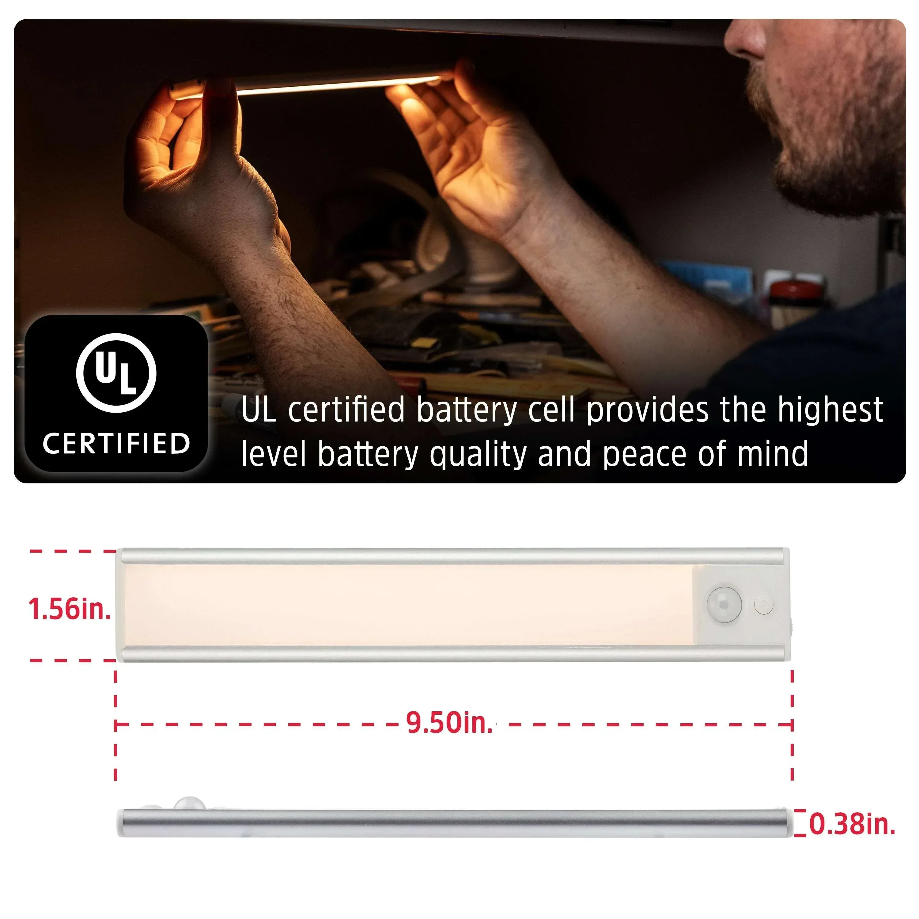 Energizer 9.5" Motion Sensing Magnetic LED Rechargeable Light Bar, 2 Pack - Image 7