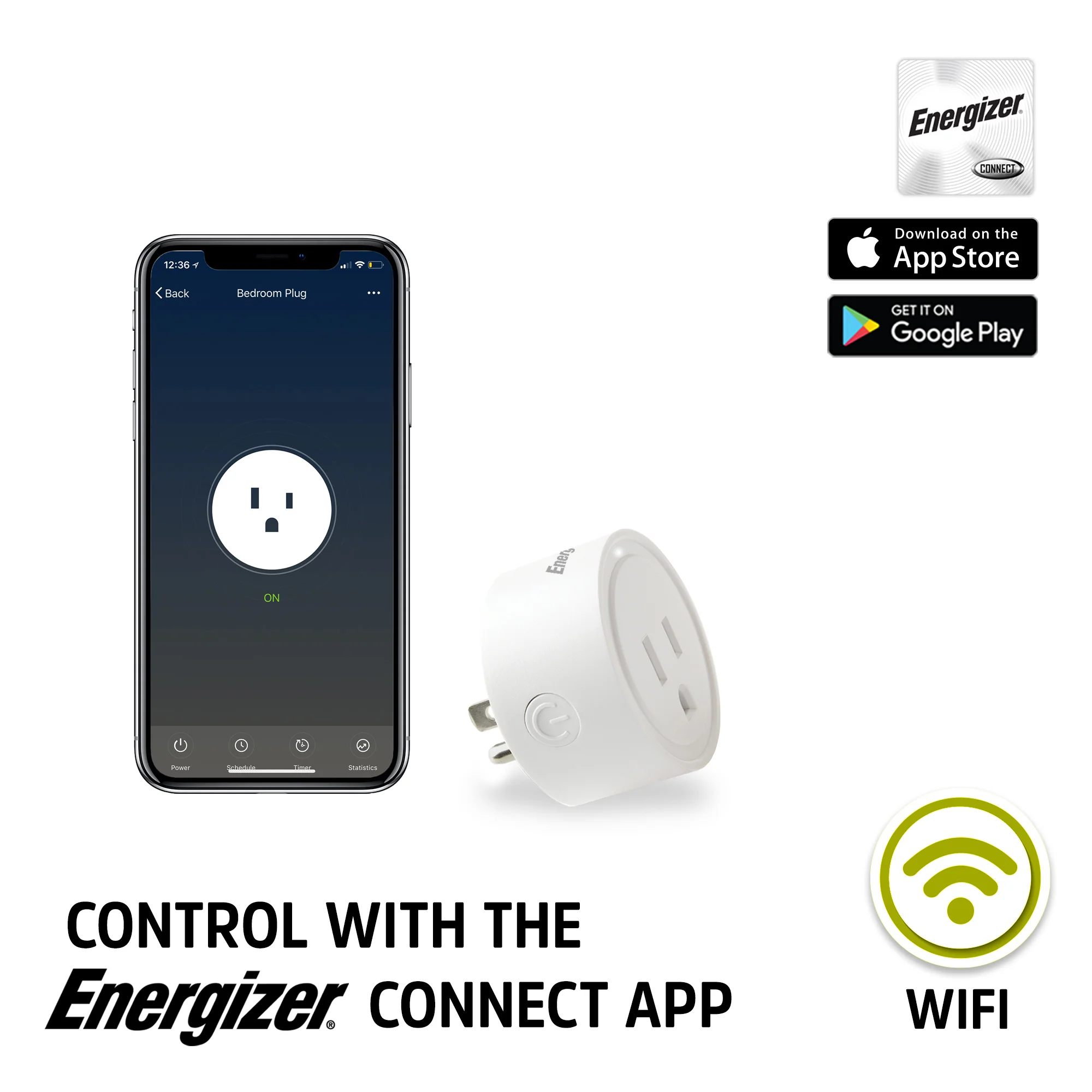 Energizer Smart Wi-Fi 15 Amp Wall Outlet Plug, Voice Control, Remote Access, Mobile App - Image 3