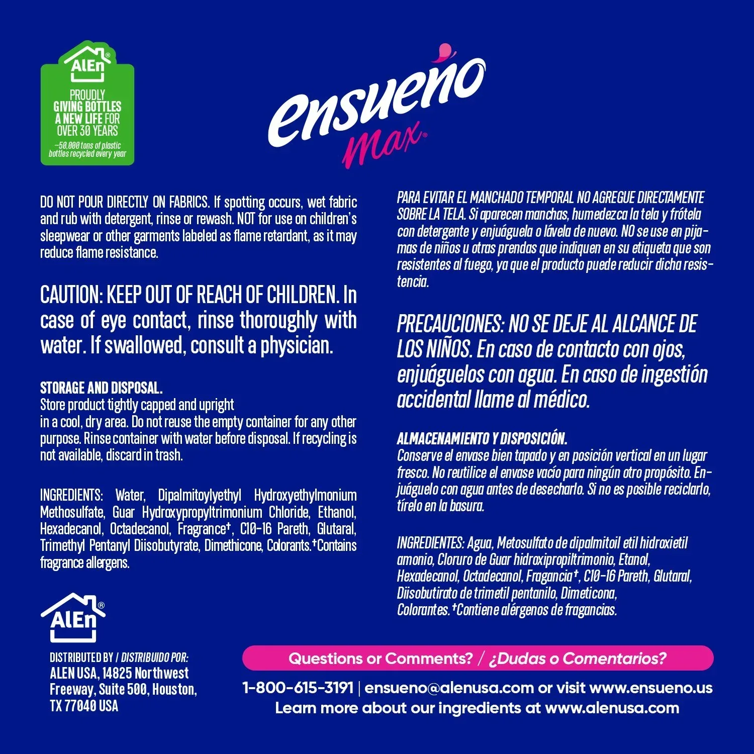 Ensueño Max Liquid Fabric Softener, Spring Fresh 330 loads, 236 fl. oz. - Image 2