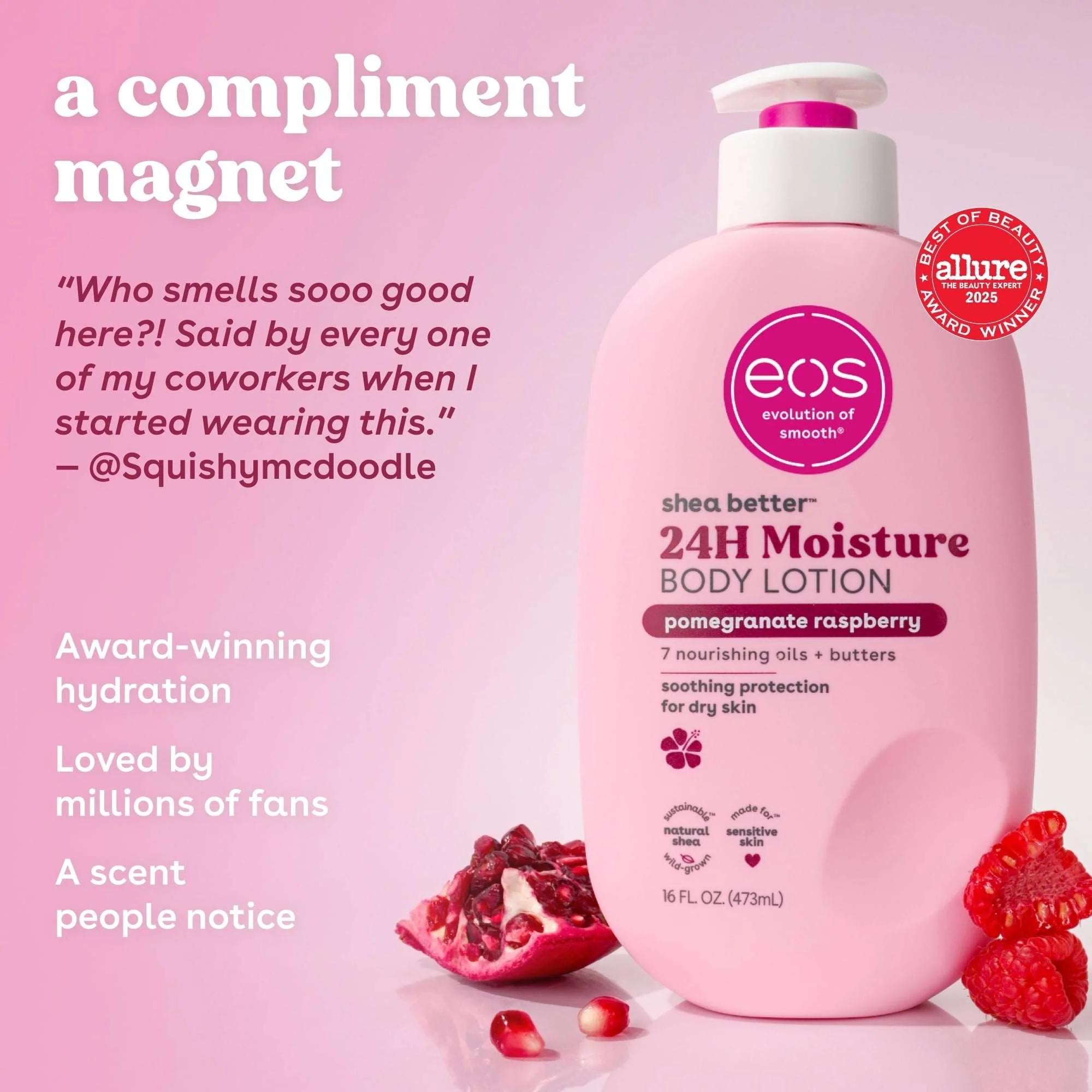eos Shea Better Body Lotion - Pomegranate Raspberry, for Dry Skin, 16 fl oz - Image 18