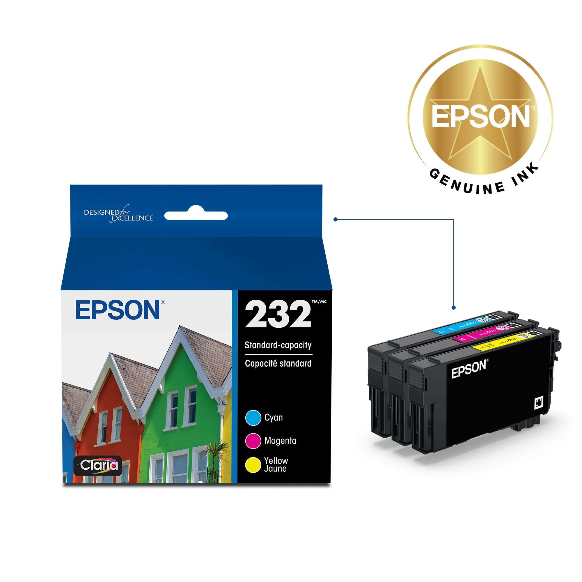 EPSON 232 Claria Ink Standard Capacity Color Combo Pack (T232520-S) Works with WorkForce WF-2930, WF-2950, Expression XP-4200, XP-4205 - Image 2