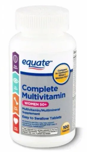 Equate Complete Multivitamin/Multimineral Supplement Tablets, Women 50+, 100 Count