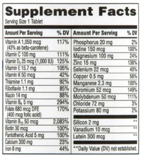 Equate Complete Multivitamin/Multimineral Supplement Tablets, Women 50+, 100 Count - Image 3