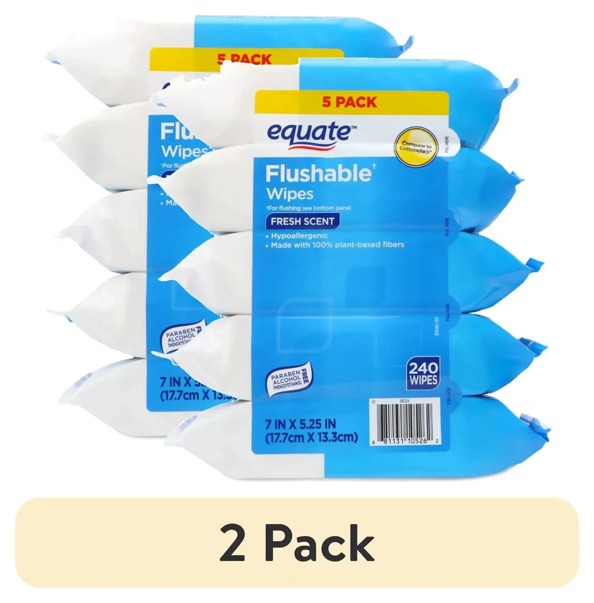 Equate Flushable Wet Wipes, Fresh Scent, 240 Wipes (5 Pack), Compare to Cottonelle - Image 8