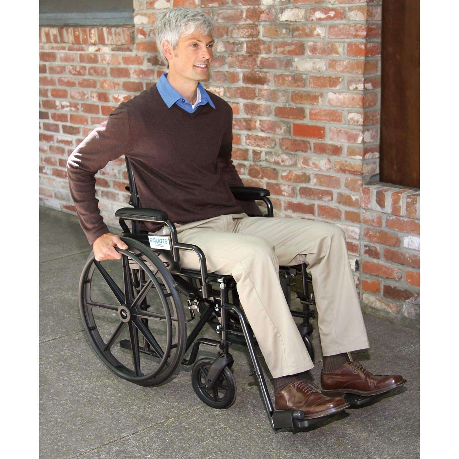 Equate Lightweight Foldable Steel Wheelchair with 18" Seat and Swing-Away Footrests, 350 lb Capacity - Image 2