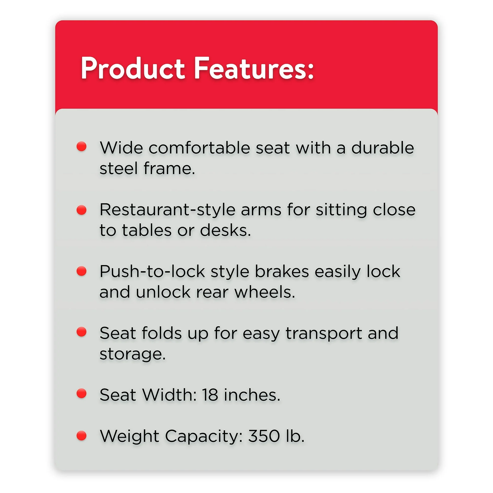 Equate Lightweight Foldable Steel Wheelchair with 18" Seat and Swing-Away Footrests, 350 lb Capacity - Image 8
