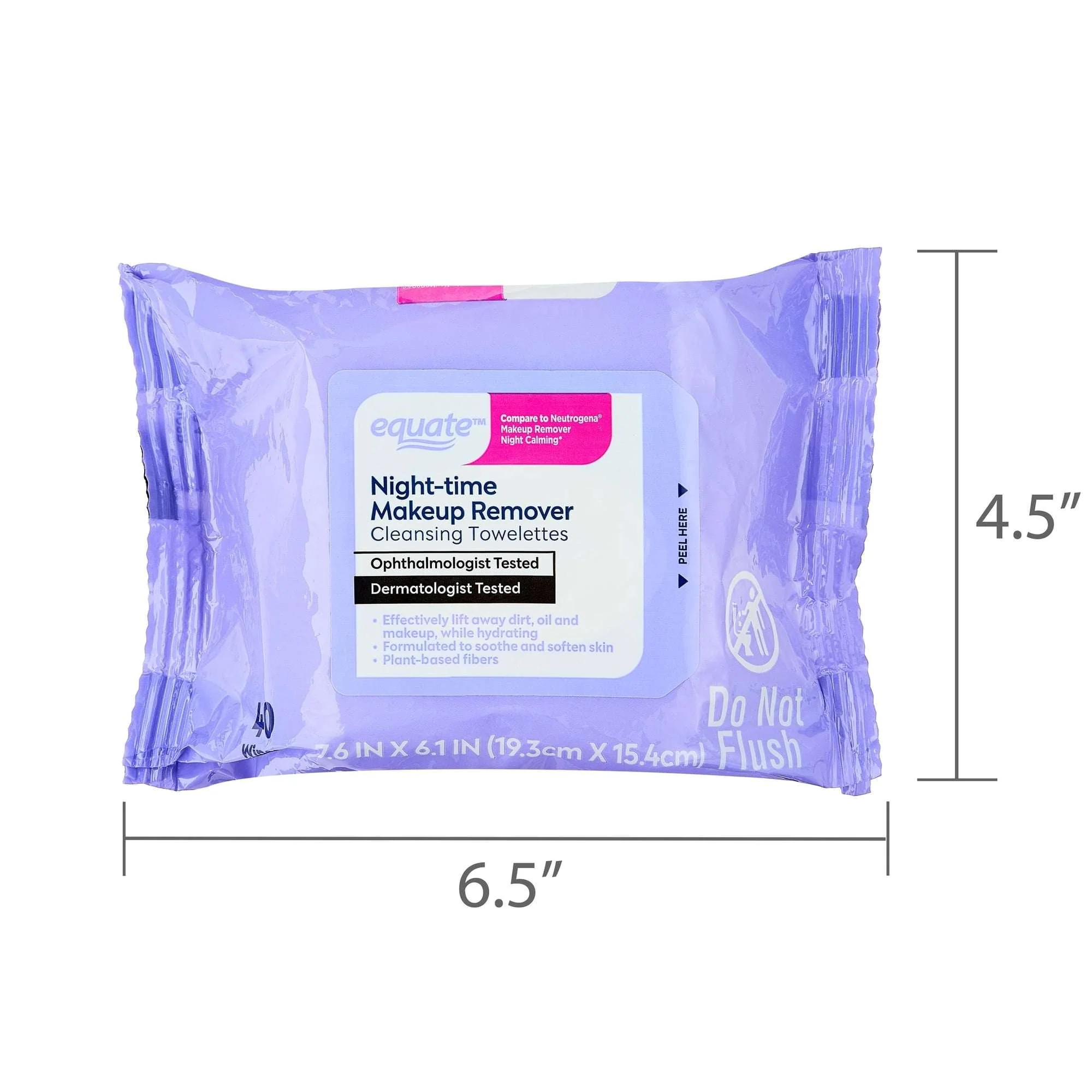 Equate Night-time Makeup Remover Cleansing Towelettes, 40 Count - Image 2