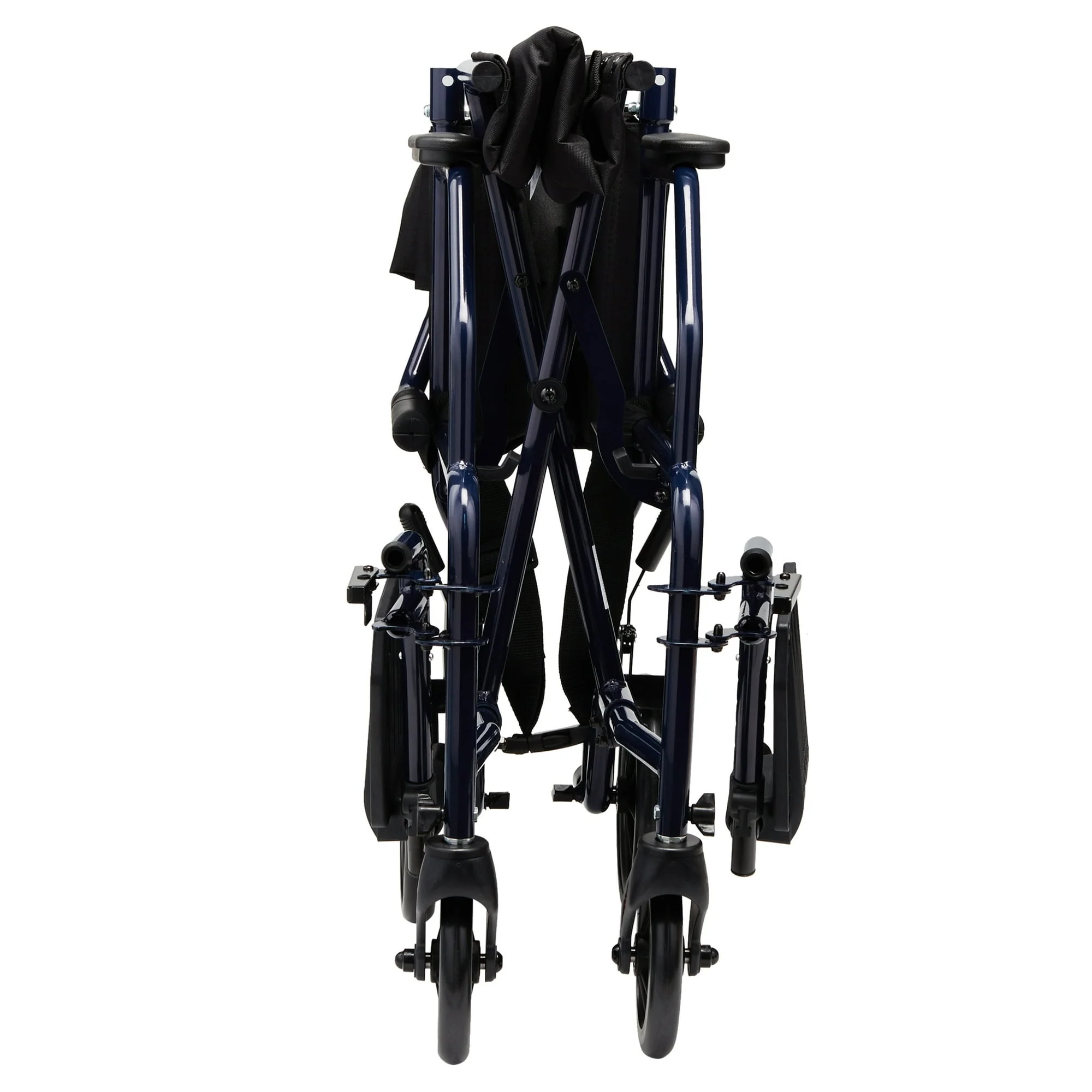 Equate Steel Folding Transport Wheelchair with 19" Seat, Black, 300 lb Weight Capacity - Image 2