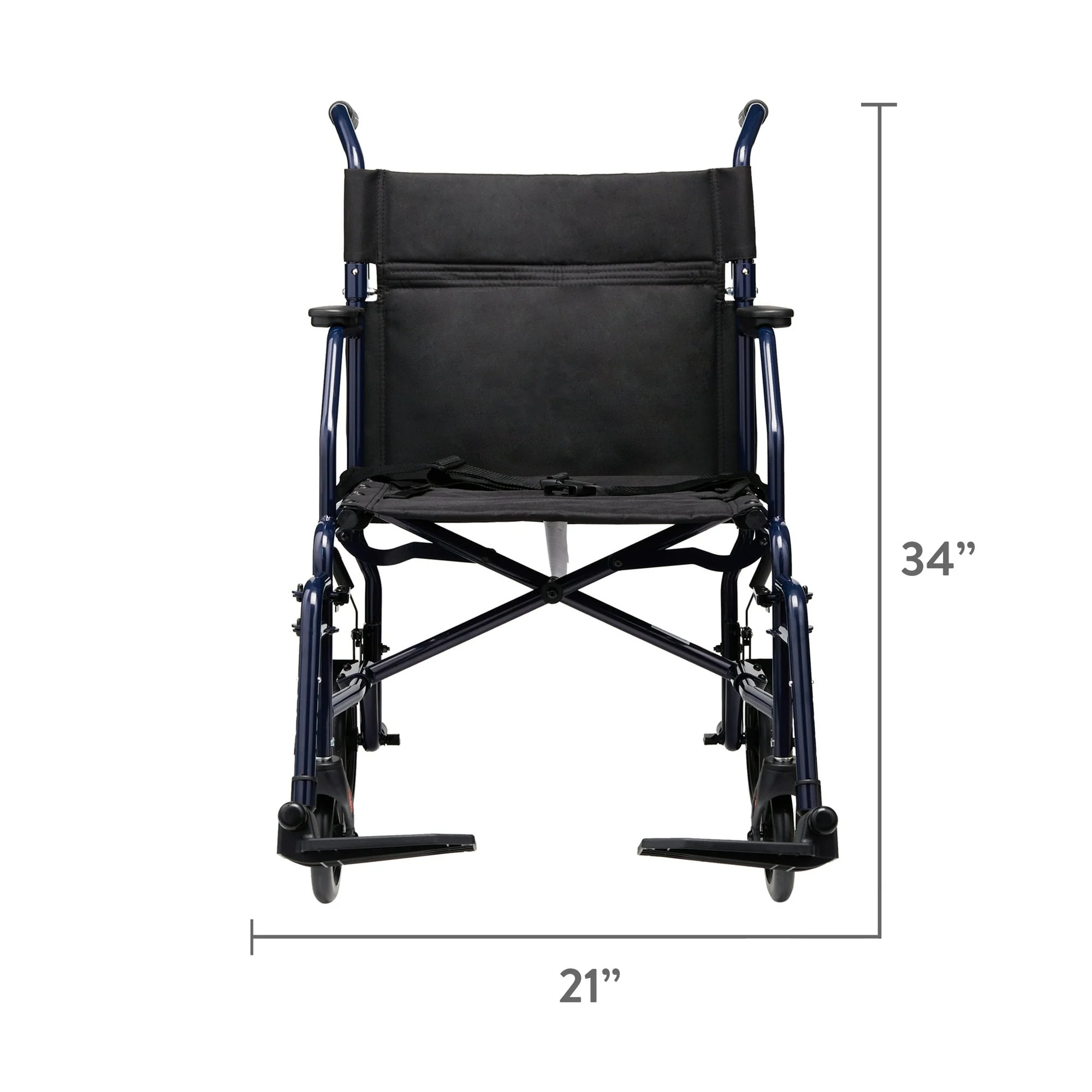 Equate Steel Folding Transport Wheelchair with 19" Seat, Black, 300 lb Weight Capacity - Image 4