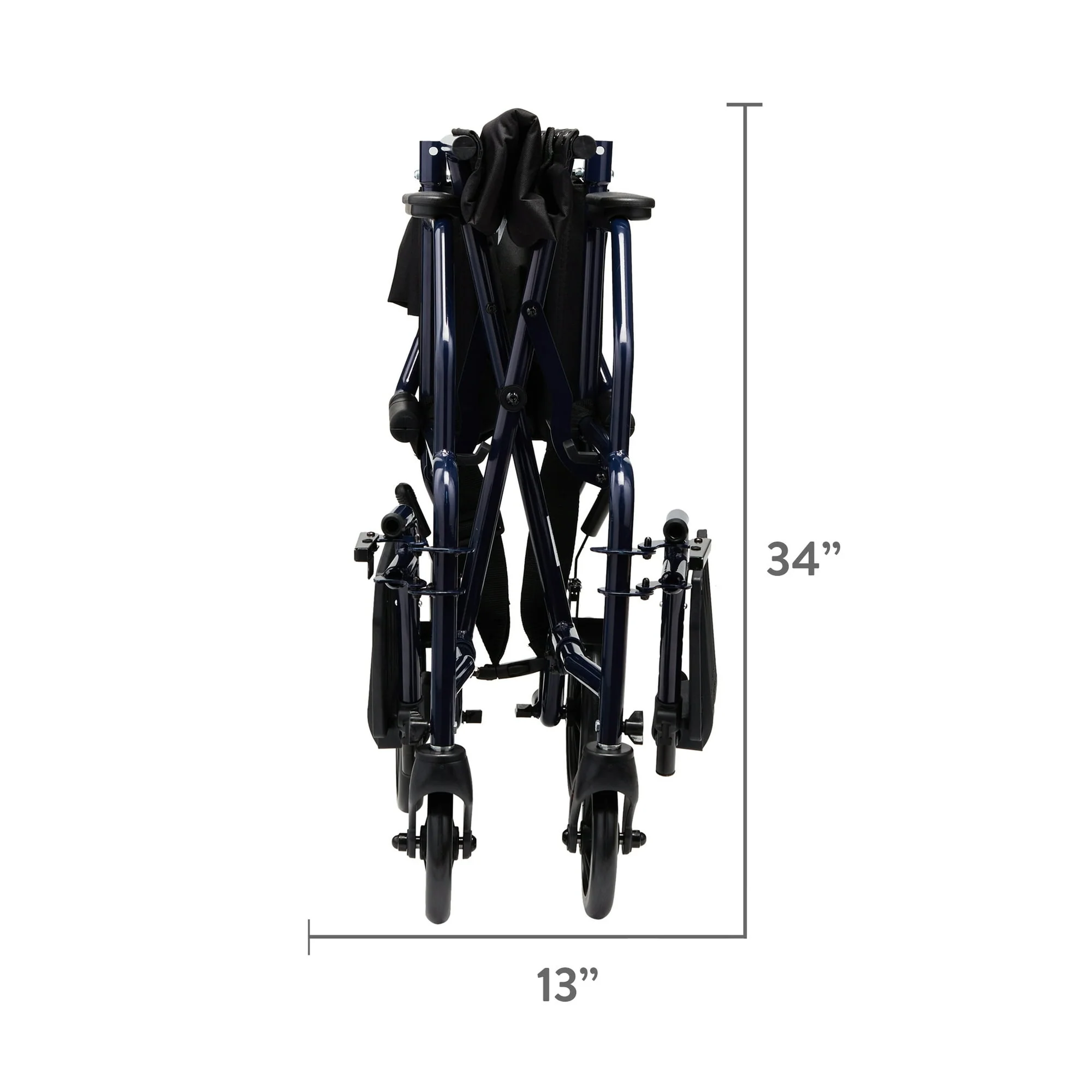 Equate Steel Folding Transport Wheelchair with 19" Seat, Black, 300 lb Weight Capacity - Image 5