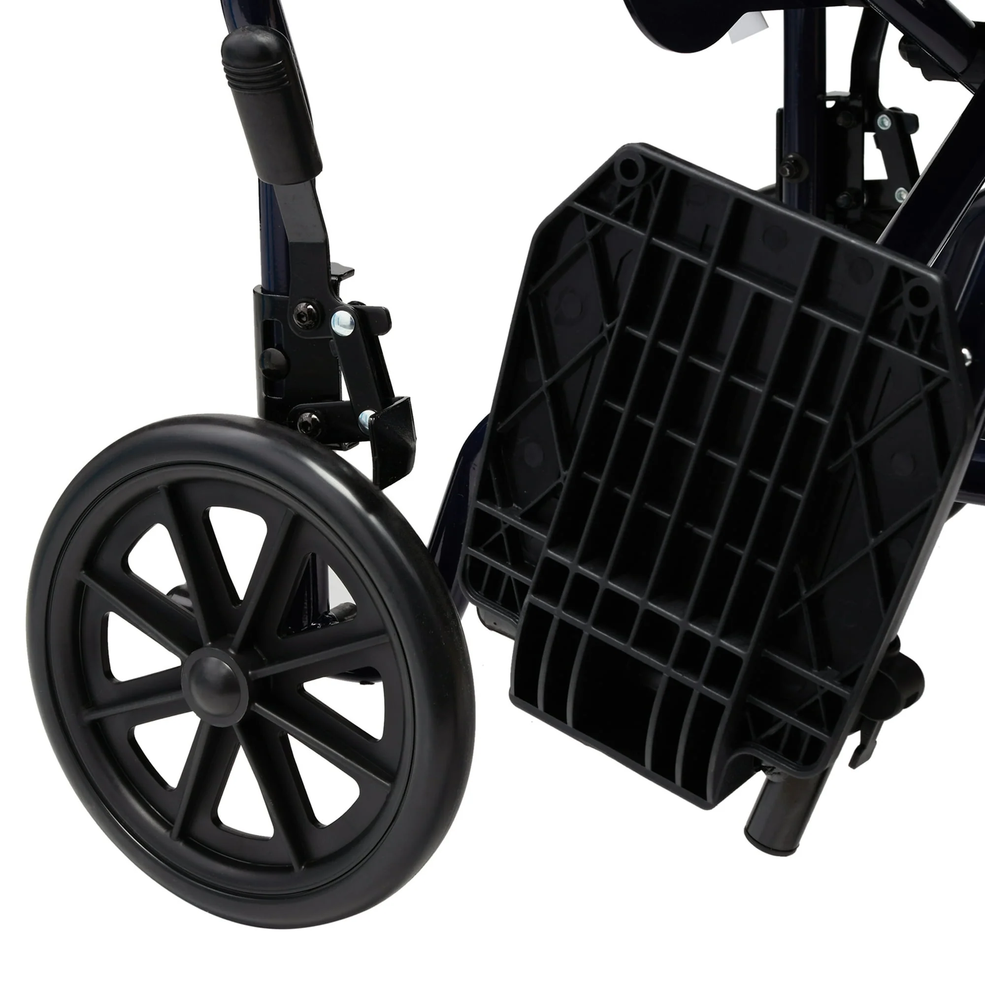 Equate Steel Folding Transport Wheelchair with 19" Seat, Black, 300 lb Weight Capacity - Image 6
