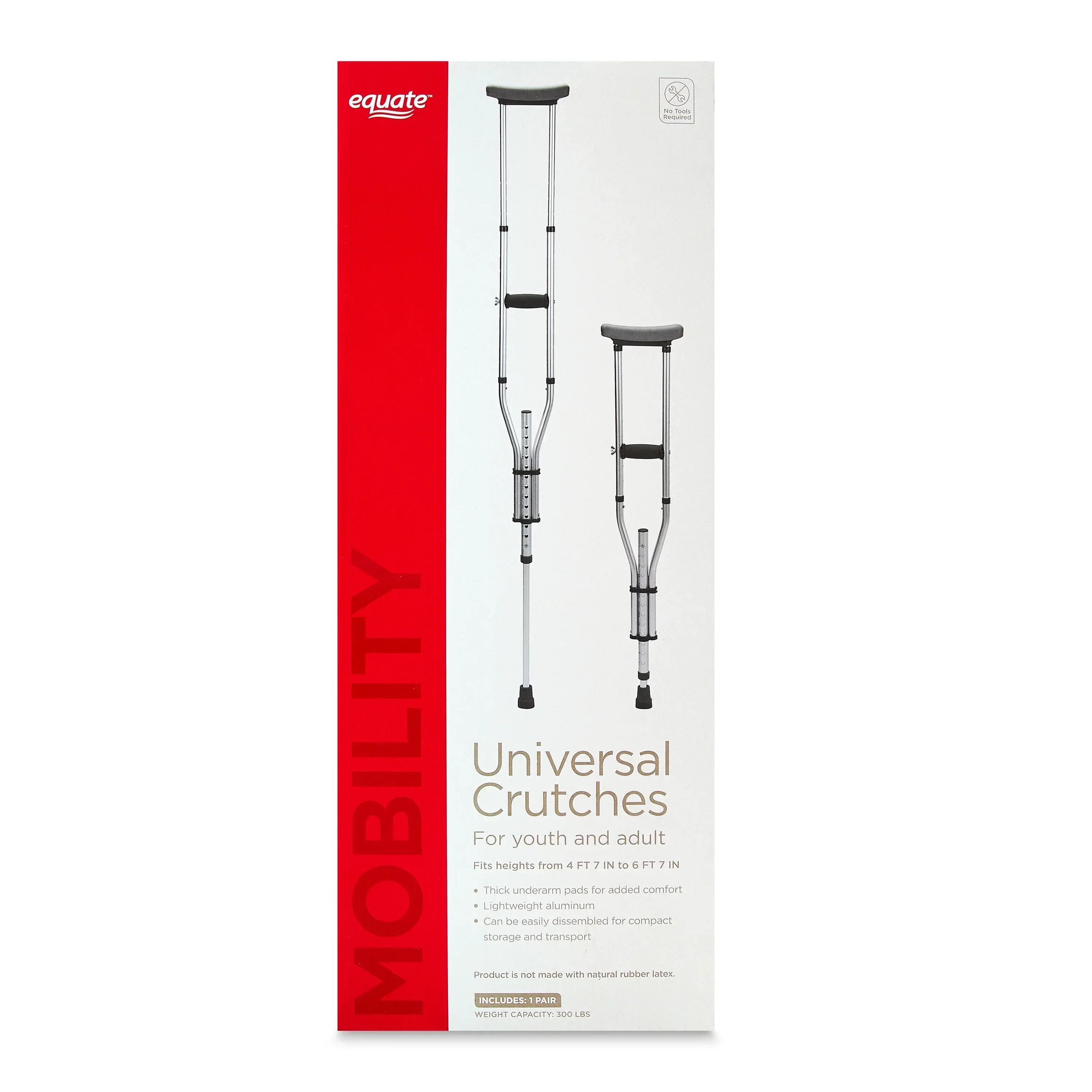 Equate Universal Crutches – Adjustable Walking Support for Adults - Image 2