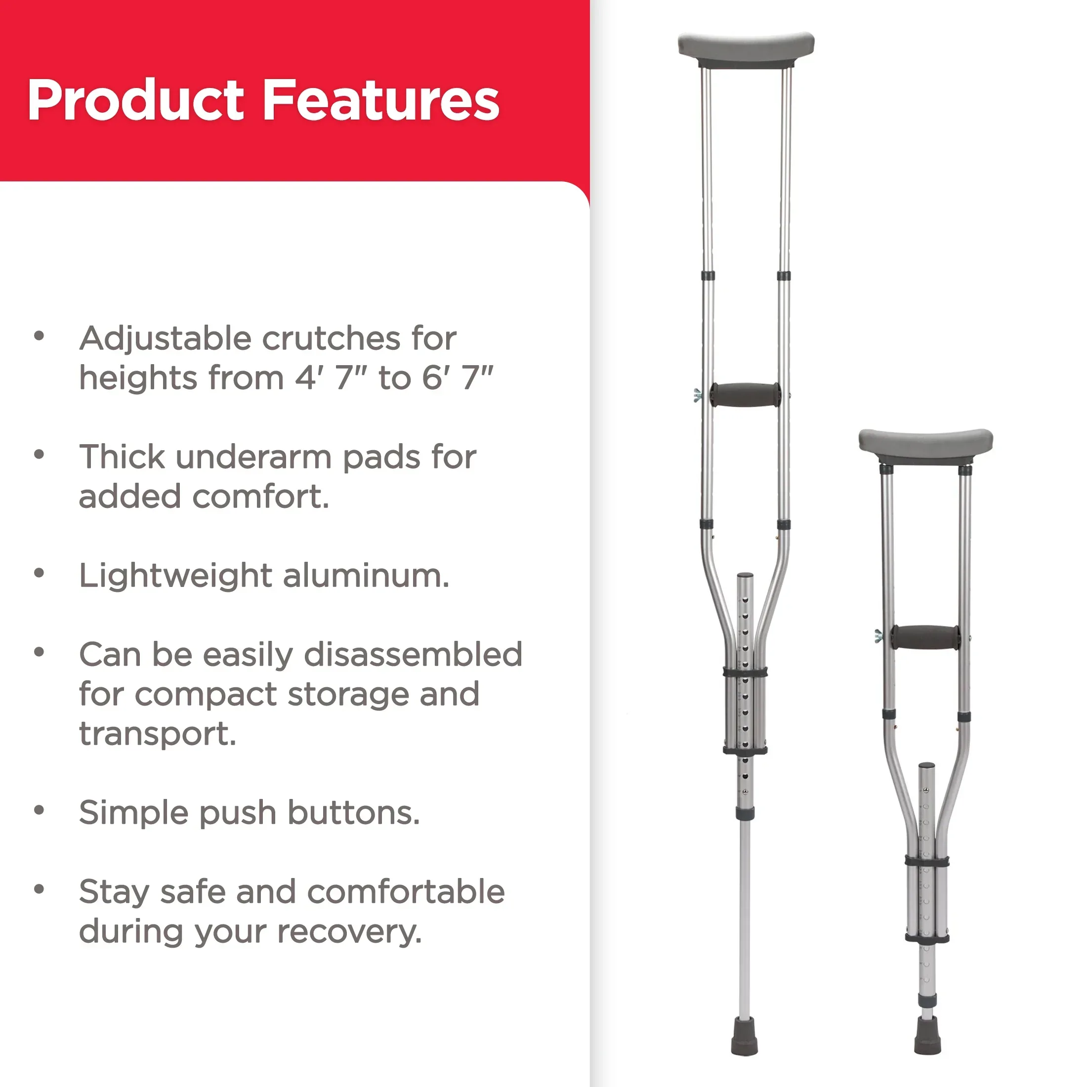 Equate Universal Crutches – Adjustable Walking Support for Adults - Image 7