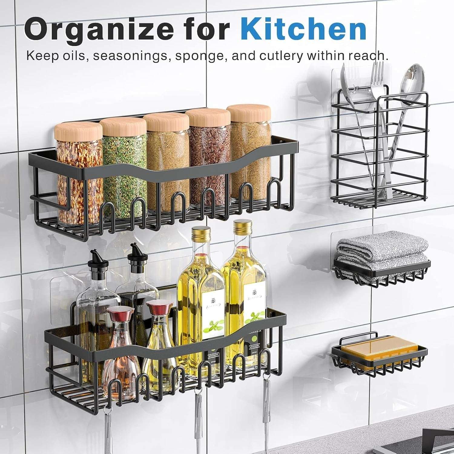 EUDELE Adhesive Shower Caddy, 5 Pack Rustproof Stainless Steel Bath Organizers With Large Capacity, No Drilling Shelves for Bathroom Storage & Home Decor - Image 3