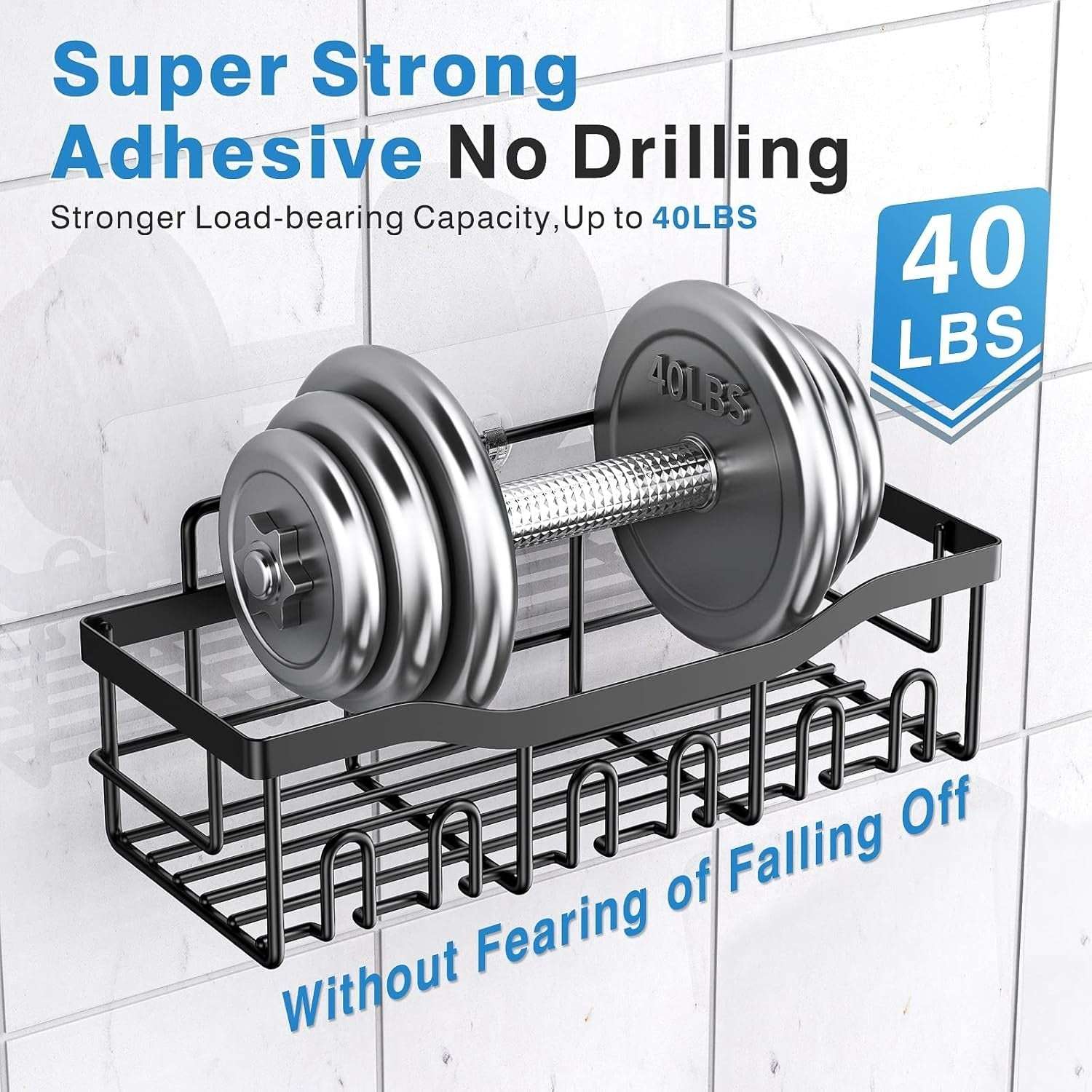 EUDELE Adhesive Shower Caddy, 5 Pack Rustproof Stainless Steel Bath Organizers With Large Capacity, No Drilling Shelves for Bathroom Storage & Home Decor - Image 5