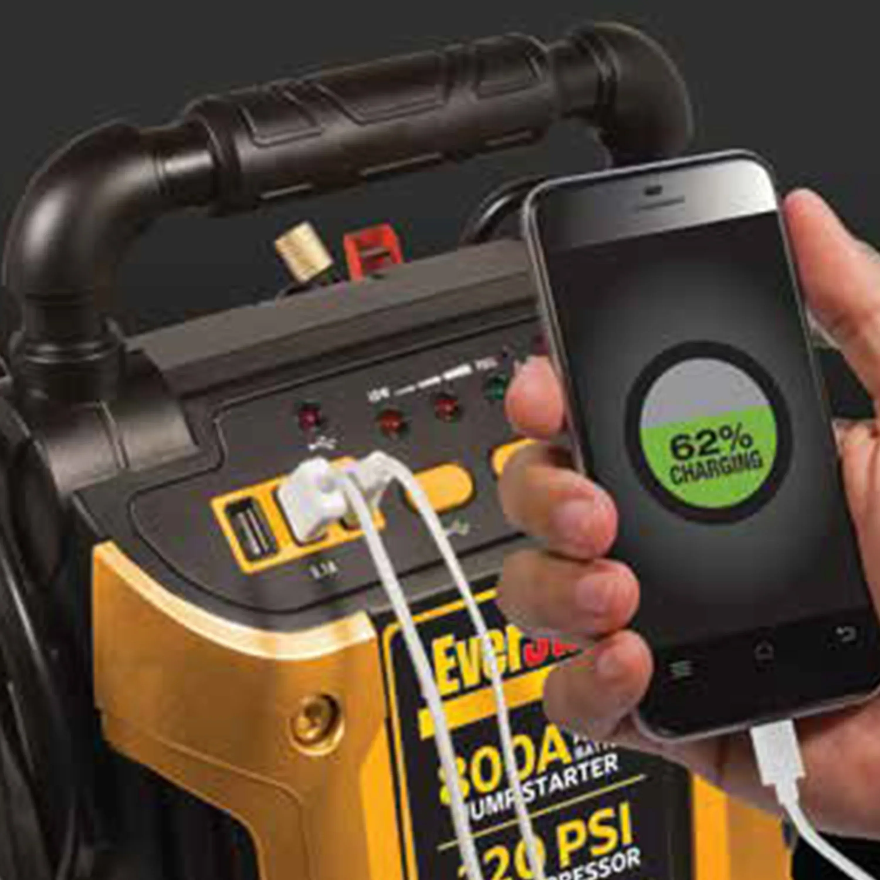 EverStart Maxx 1000 Peak Amp Jump Starter with 120 PSI Compressor, Pivoting LED Light, 3X USB Ports - Image 5