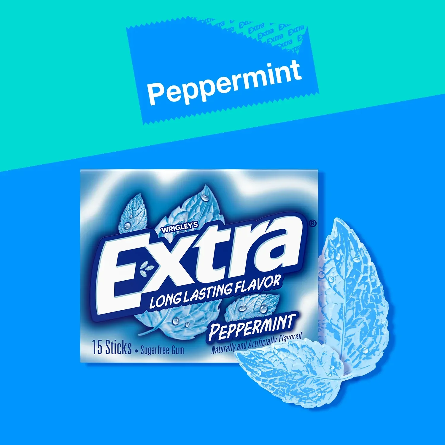 Extra Gum Peppermint Sugar Free Chewing Gum, Single Pack - 15 Stick - Image 2