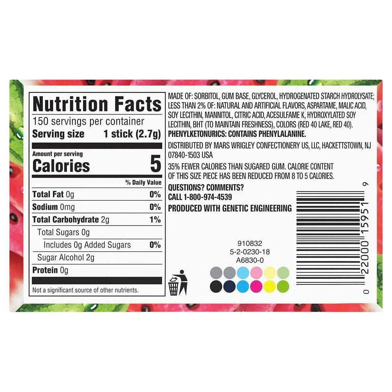 Extra Sugar Free Chewing Gum, Sweet Watermelon, Slim Pack, 15 Sticks, 10-Count - Image 2