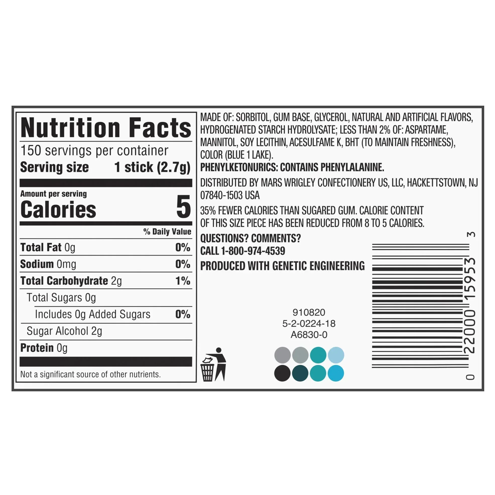 Extra Sugar Free Gum, Polar Ice Chewing Gum, 15 Sticks, 10-count - Image 3