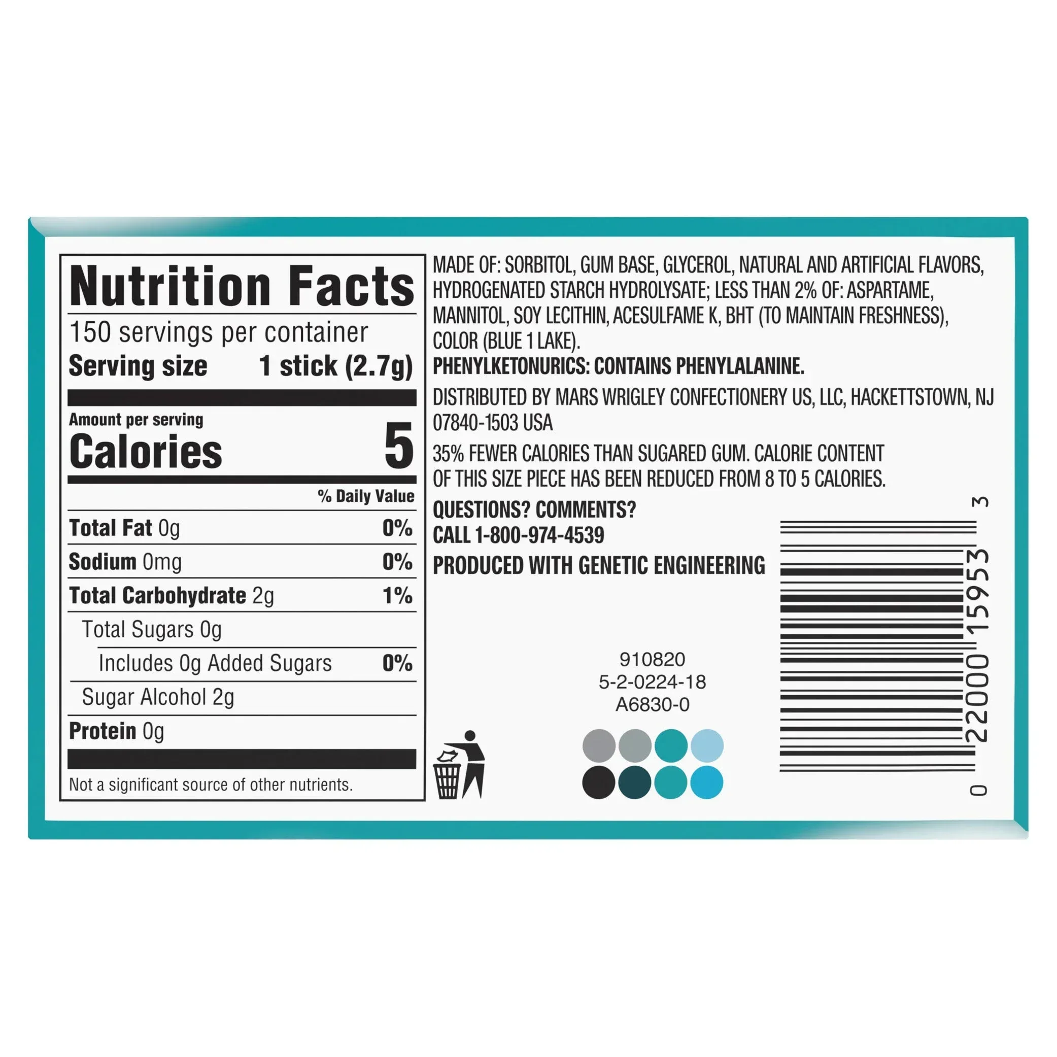 Extra Sugar Free Gum, Polar Ice Chewing Gum, 15 Sticks, 10-count - Image 4