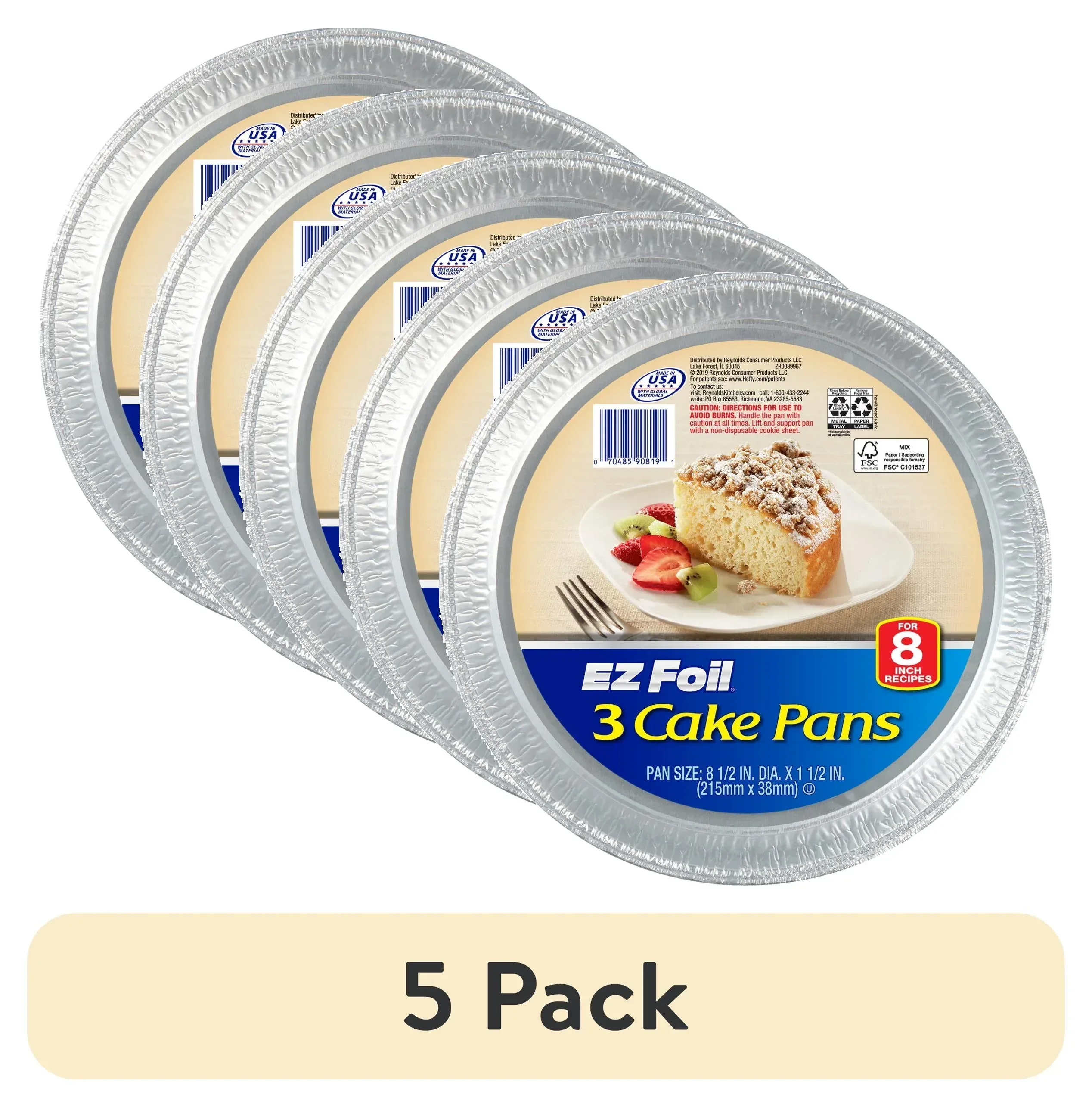 Ez Foil Cake Pans Bakeware 8.5 Inch 8.5 Inch X 1.5 Inch Silver 1 Pack 3 Count - Image 6