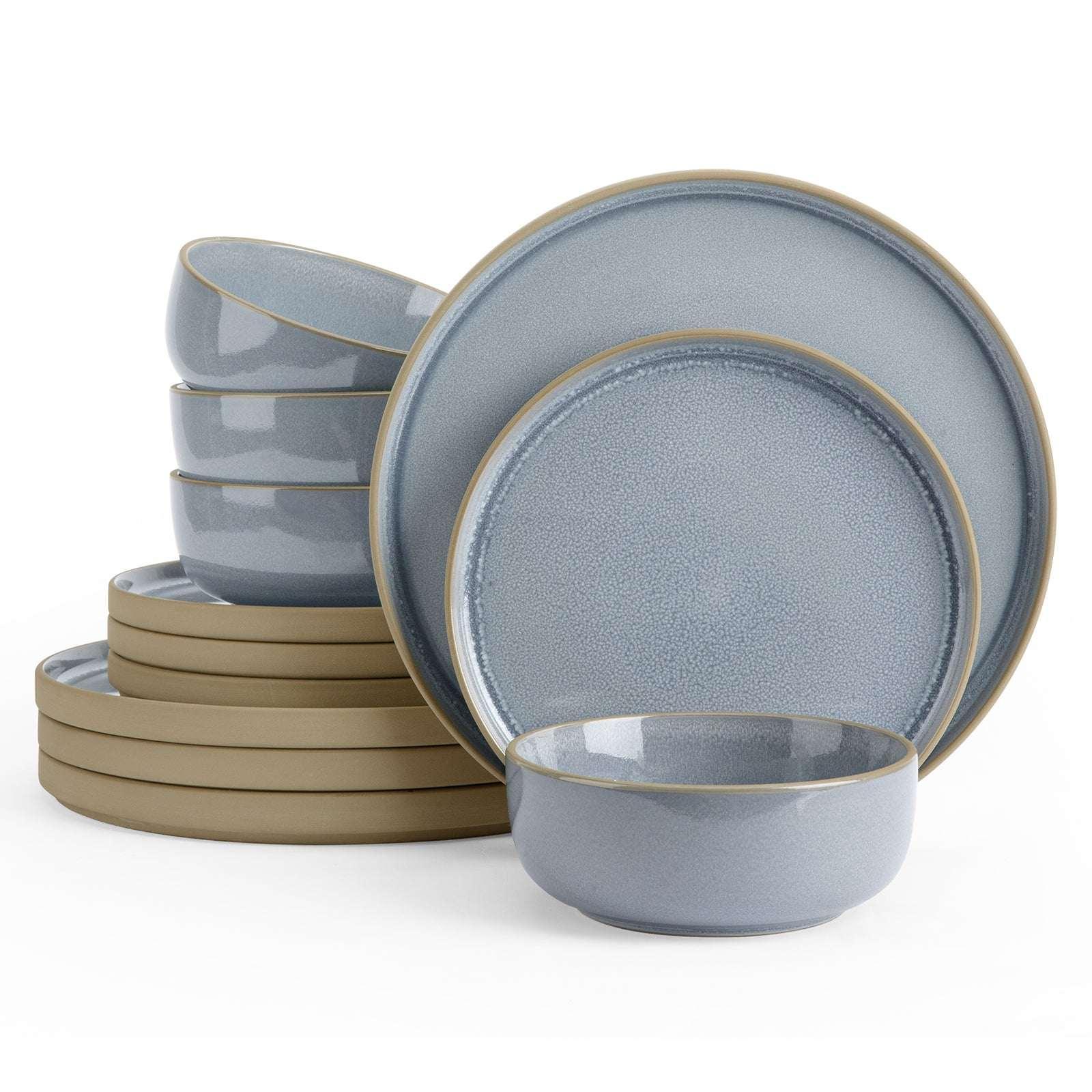 Famiware Nature 12-Piece Dinnerware Sets, Stoneware Dish Set, Midnight Blue - Image 8