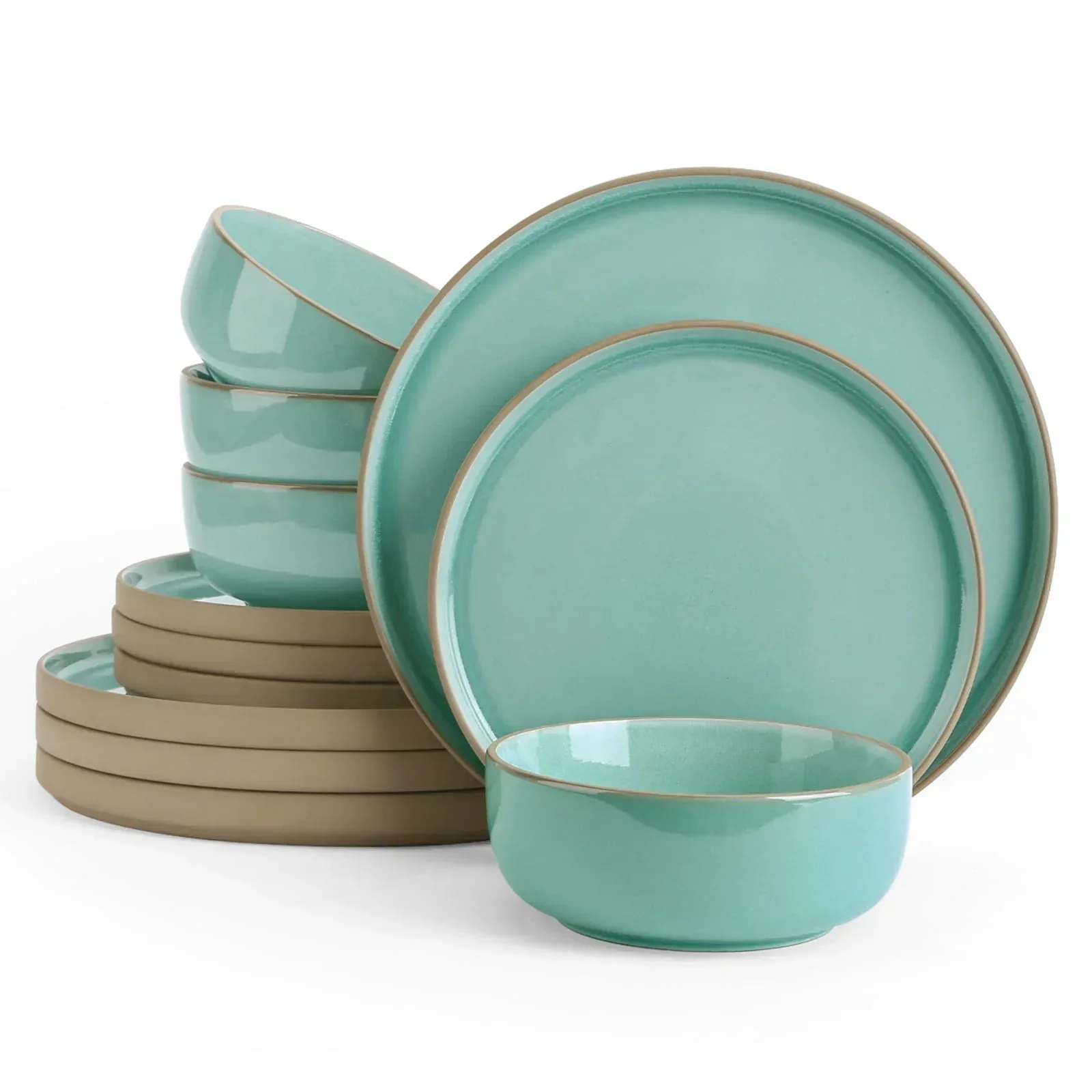 Famiware Nature 12-Piece Dinnerware Sets, Stoneware Dish Set, Midnight Blue - Image 9