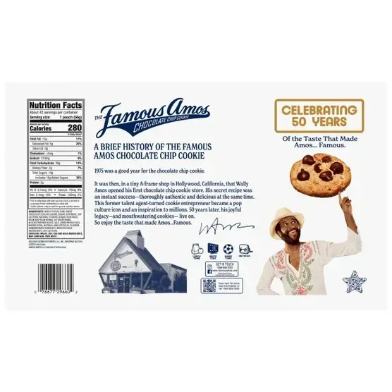 Famous Amos Cookies, Chocolate Chip, 2 oz, 42-count - Image 2