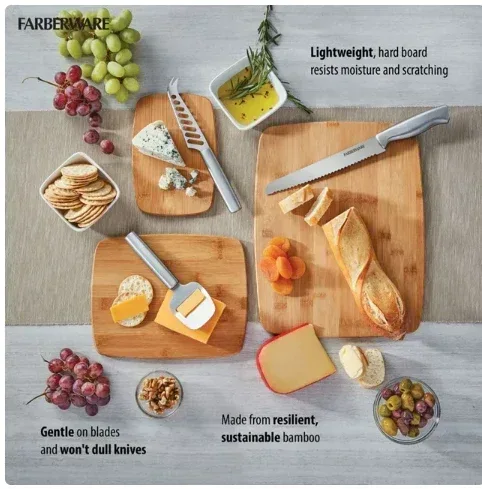 Farberware 3-Piece Kitchen Cutting Board Set Bamboo Wood - Image 3