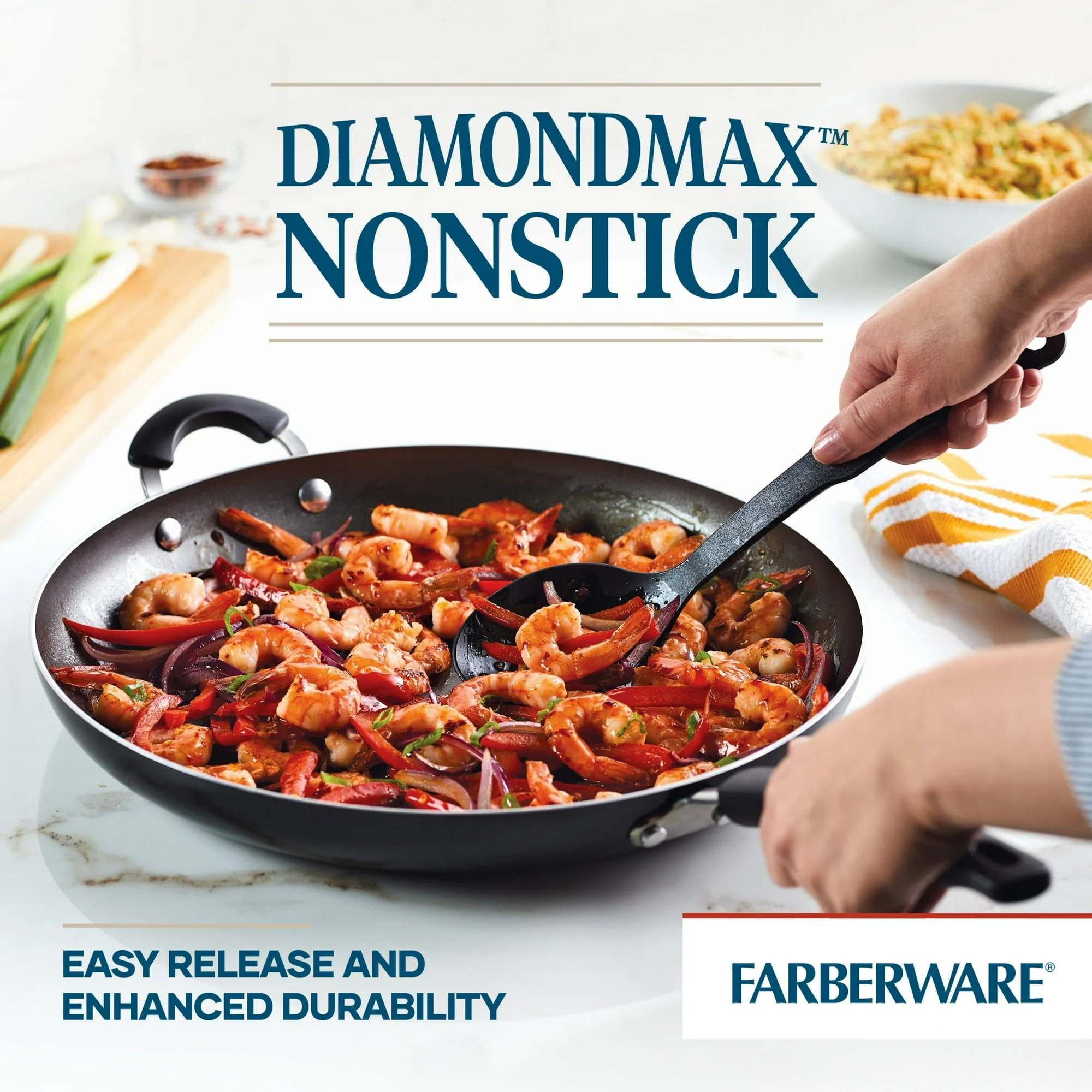 Farberware Easy Clean 14 Inch Nonstick Frying Pan with Helper Handle, Dishwasher Safe, Black - Image 4