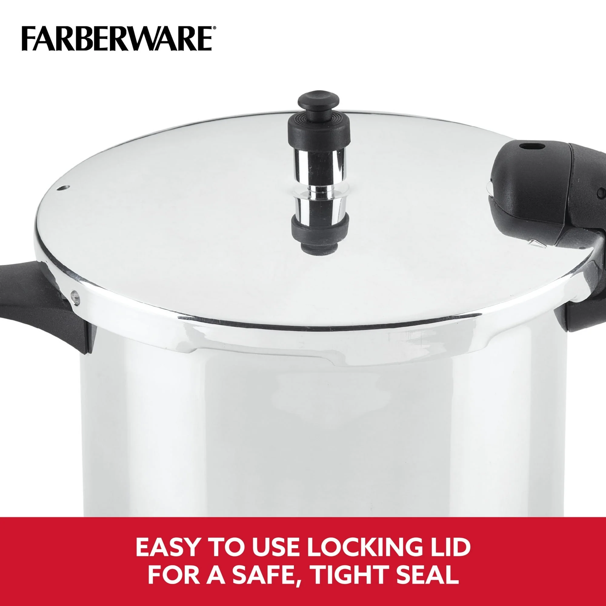Farberware Pressure Cooker 6 Quart Aluminum Stovetop Pressure Cooker, Induction Compatible, Metal Utensil Safe, Silver - Image 2