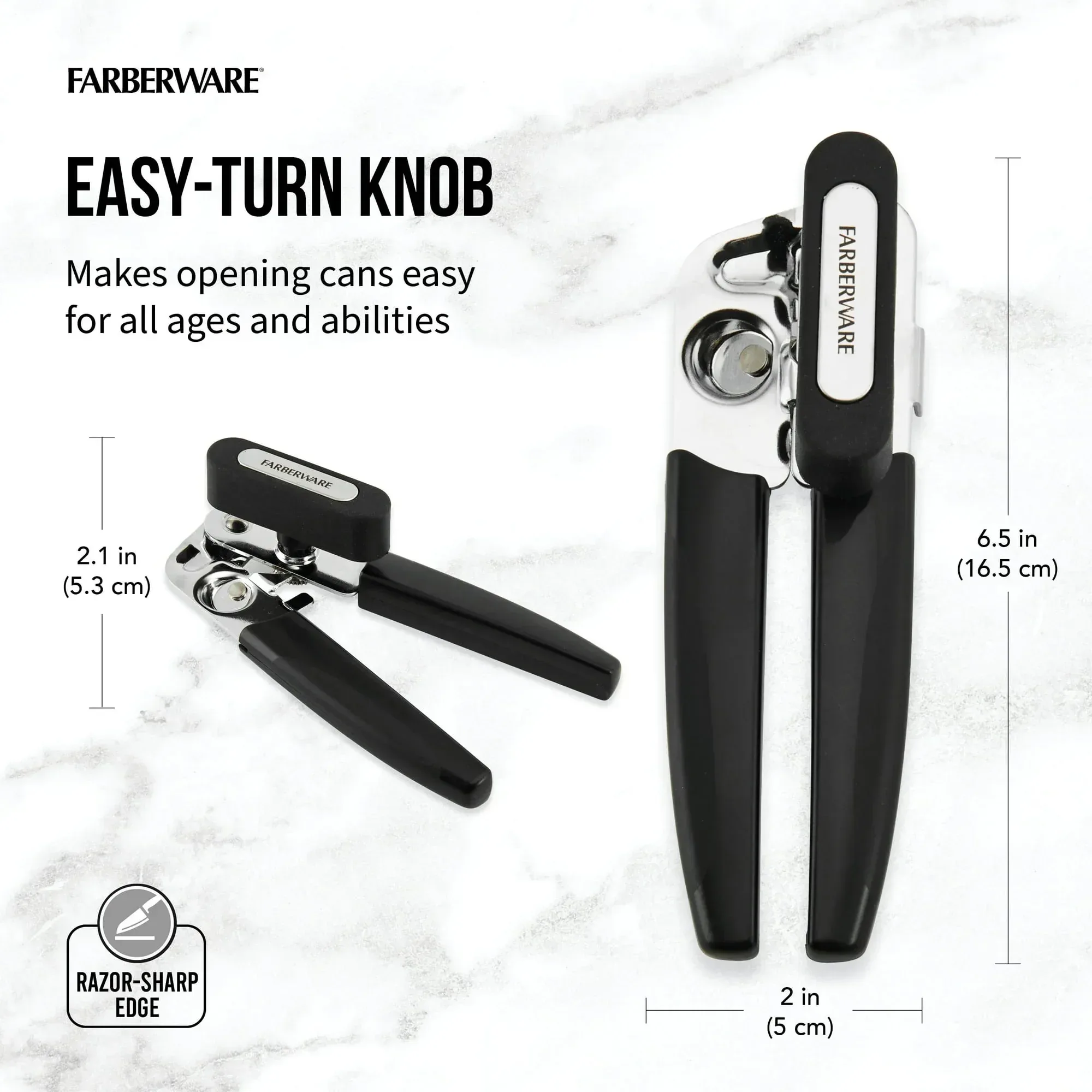 Farberware Pro Stainless Steel Portable Can Opener with Black Handle - Image 3