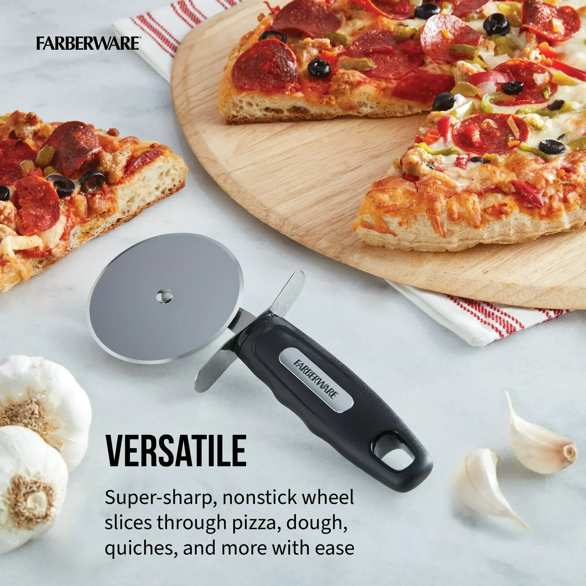 Farberware Professional Stainless Steel Pizza Cutter with Black Handle - Image 2