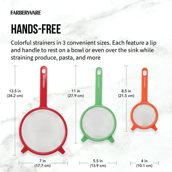 Farberware Professionals Red, Green & Orange Strainer Set of 3 - Image 4