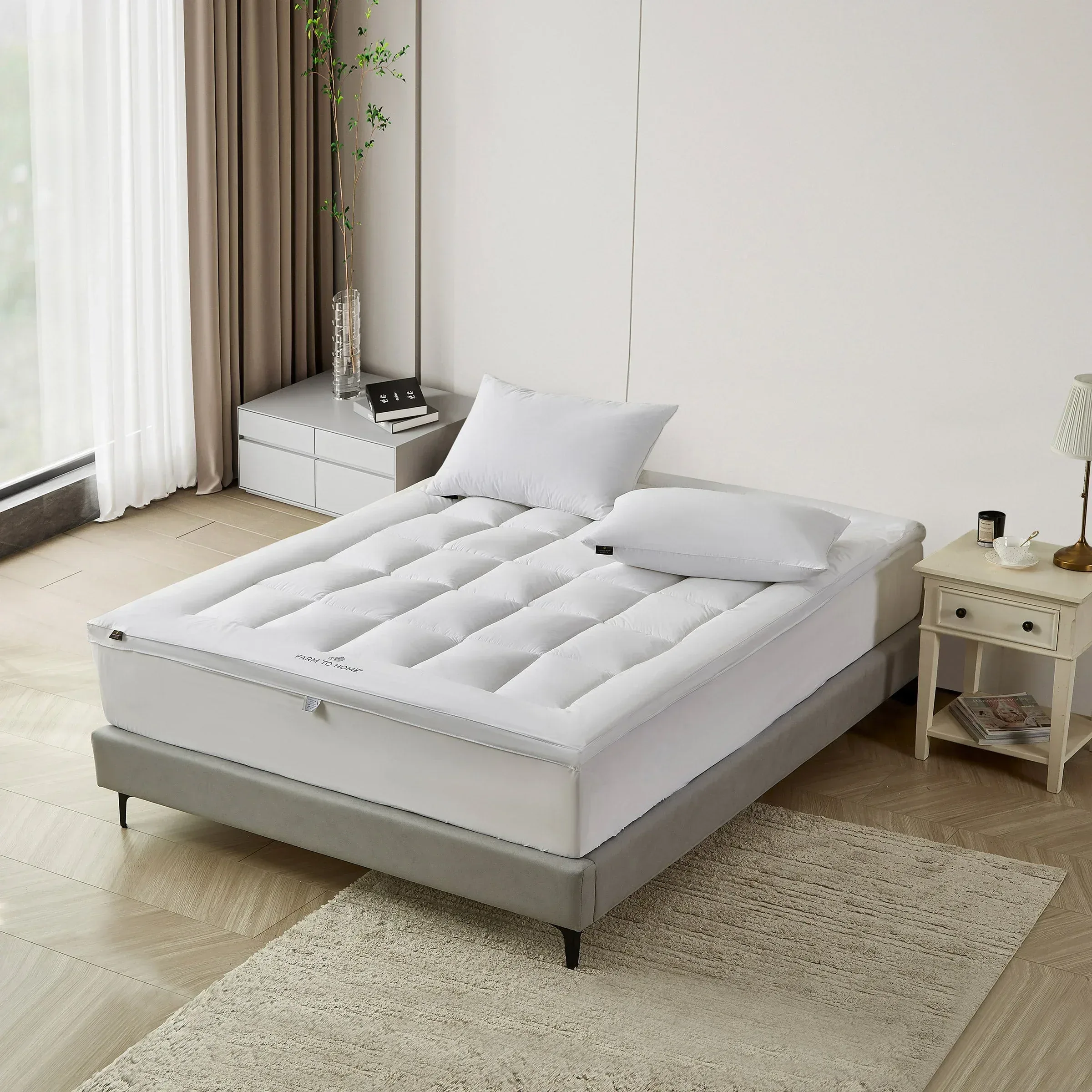 Farm to Home White Organic Cotton 2” Mattress Topper - Image 4