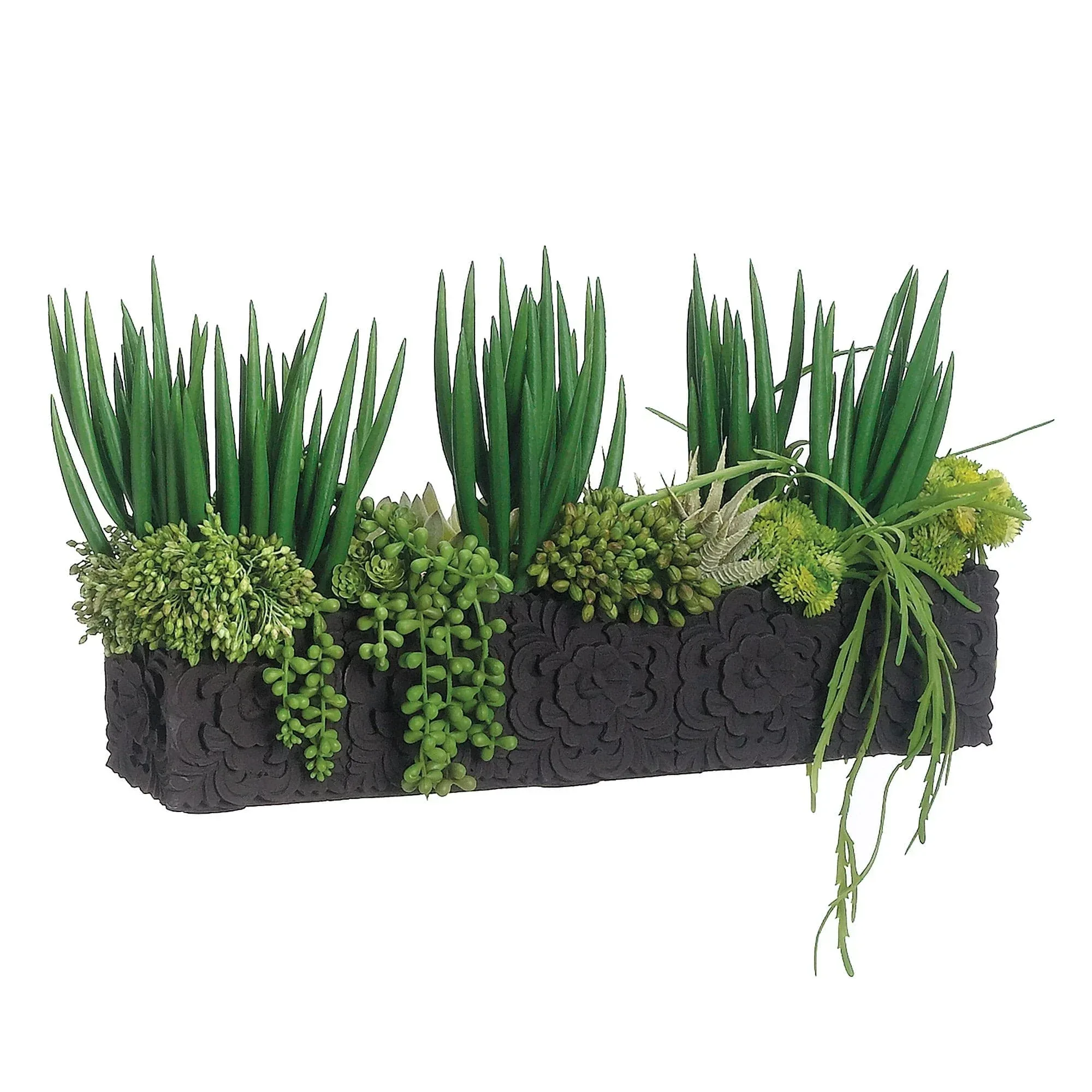 Faux Succulent Arrangement in Cement Planter - Image 3