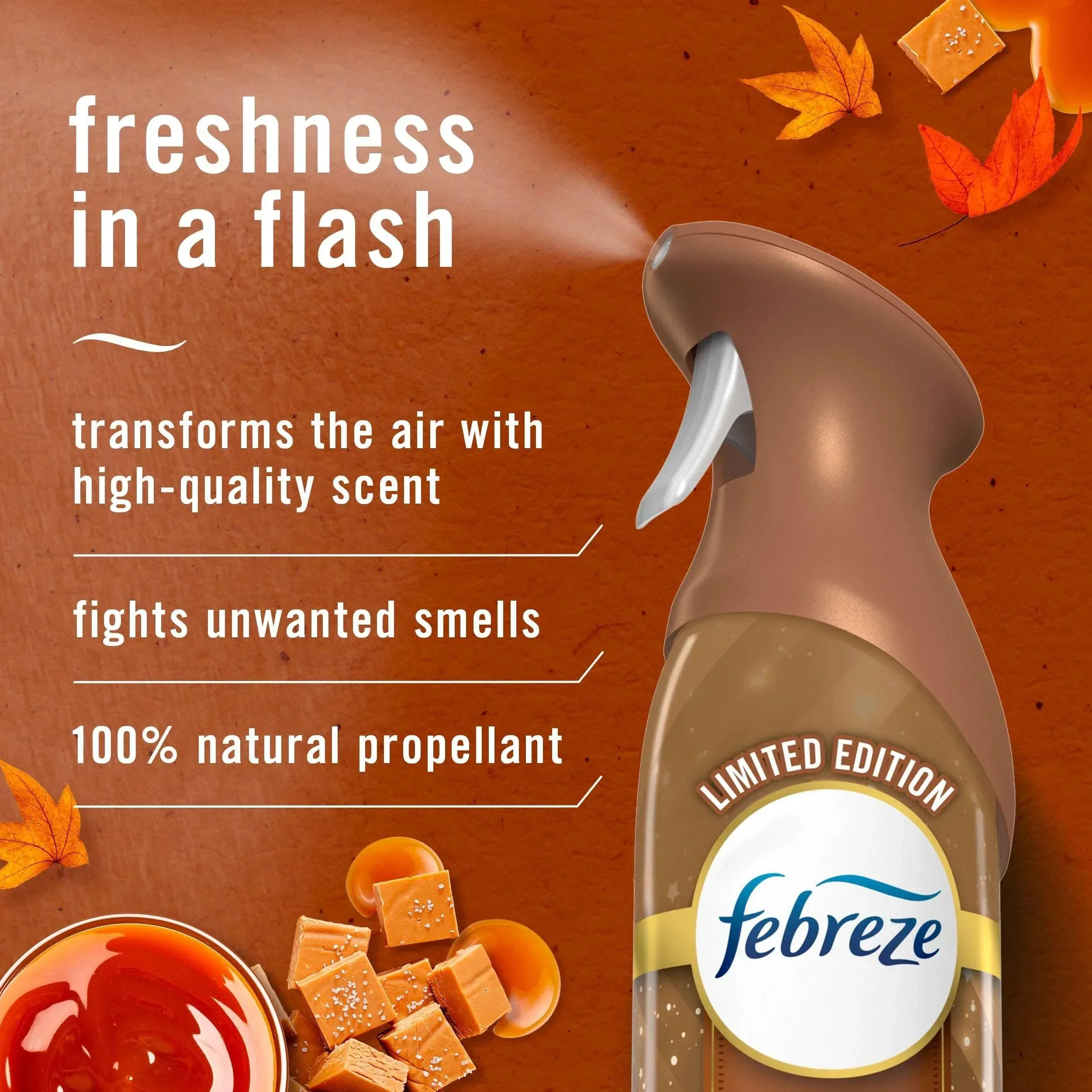 Febreze Air Mist, Odor-Fighting Air Freshener, Sea Salt Caramel & Maple, 8.8oz Aerosol, Pack of 2 - Image 2